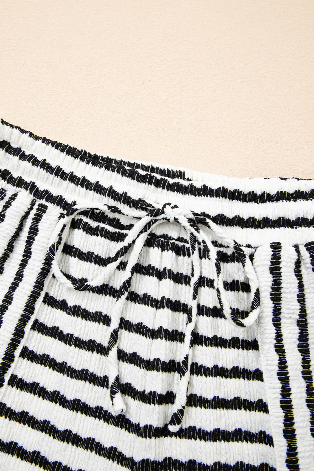Shop Stripe Knitted Short Sleeve Top & Drawstring Shorts Co-ord S-3XL at LivelyLooks