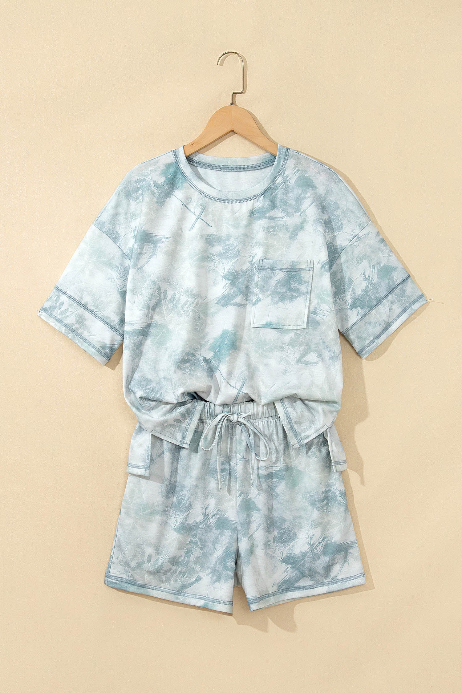 Green Camouflage Short Sleeve Top & Elastic Waist Shorts Set | UK 8–22