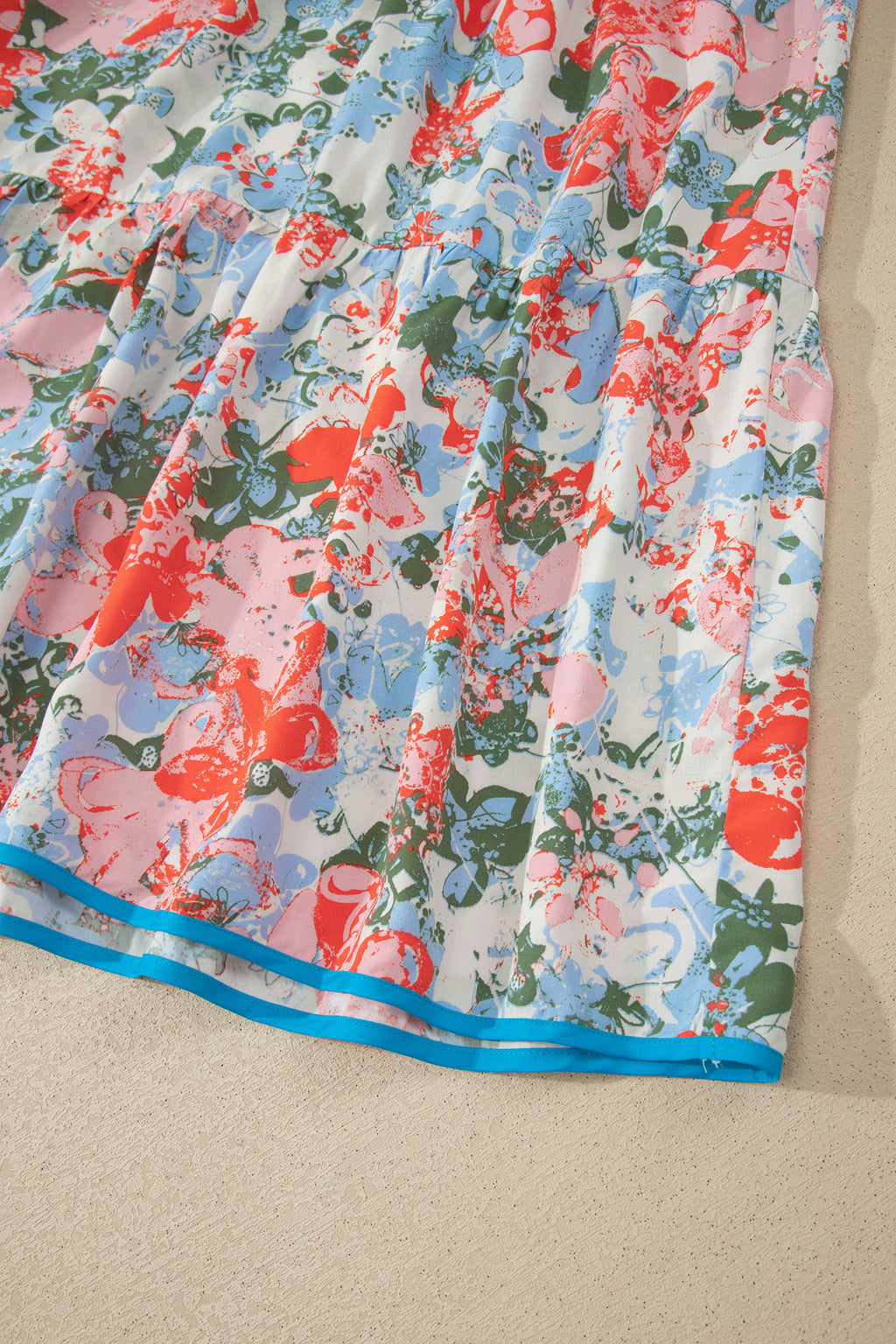 Apricot Floral Print Maxi Dress V Neck Flutter Sleeve Tiered Women S-XL