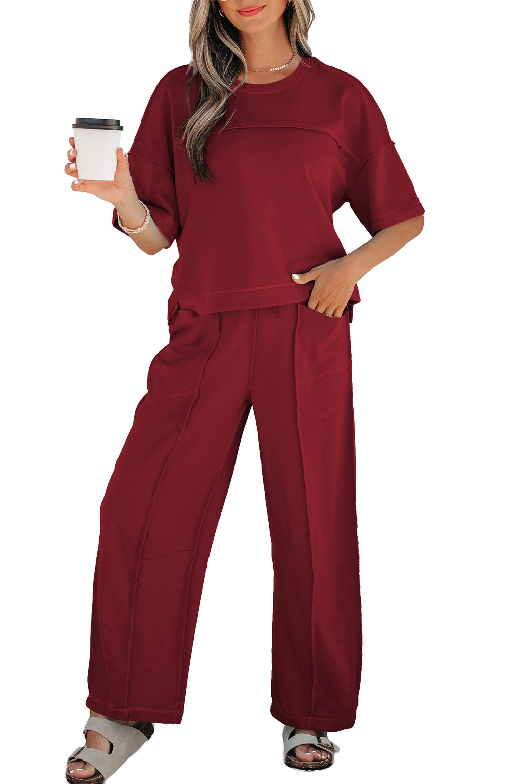 Drop Shoulder Boxy Tee & Barrel Pants Co-ord Set | Multiple Colours | UK 8–26