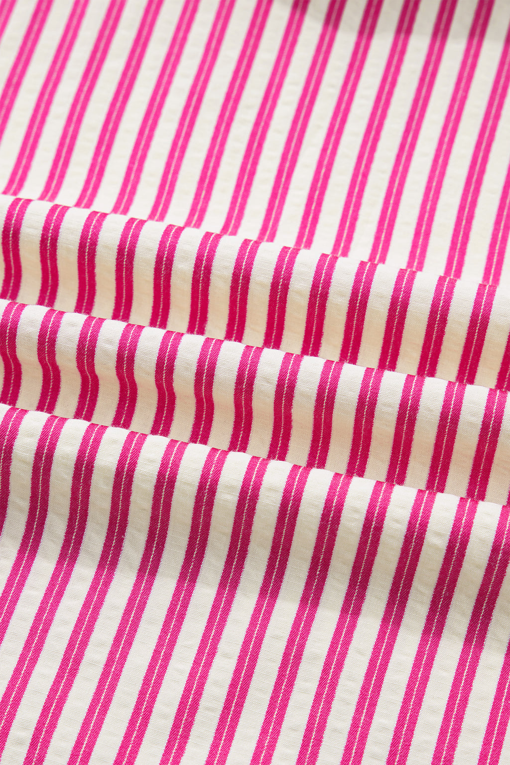 Women's Rose Stripe Shirred Yoke Ruffled Short Sleeve Blouse at LivelyLooks
