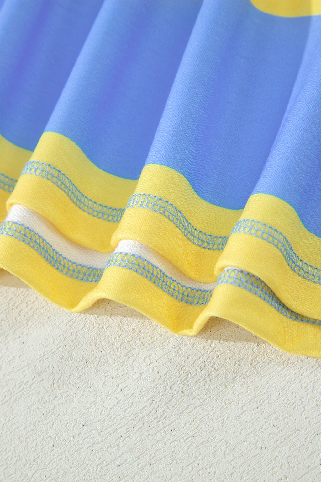 Seam Detail Half-Zip Tee & Casual Shorts Co-ord | Pink, Sky Blue & Yellow Stripe