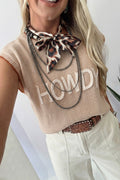 Women's HOWDY Western Knit Sweater Contrast Trim Short Sleeve at LivelyLooks