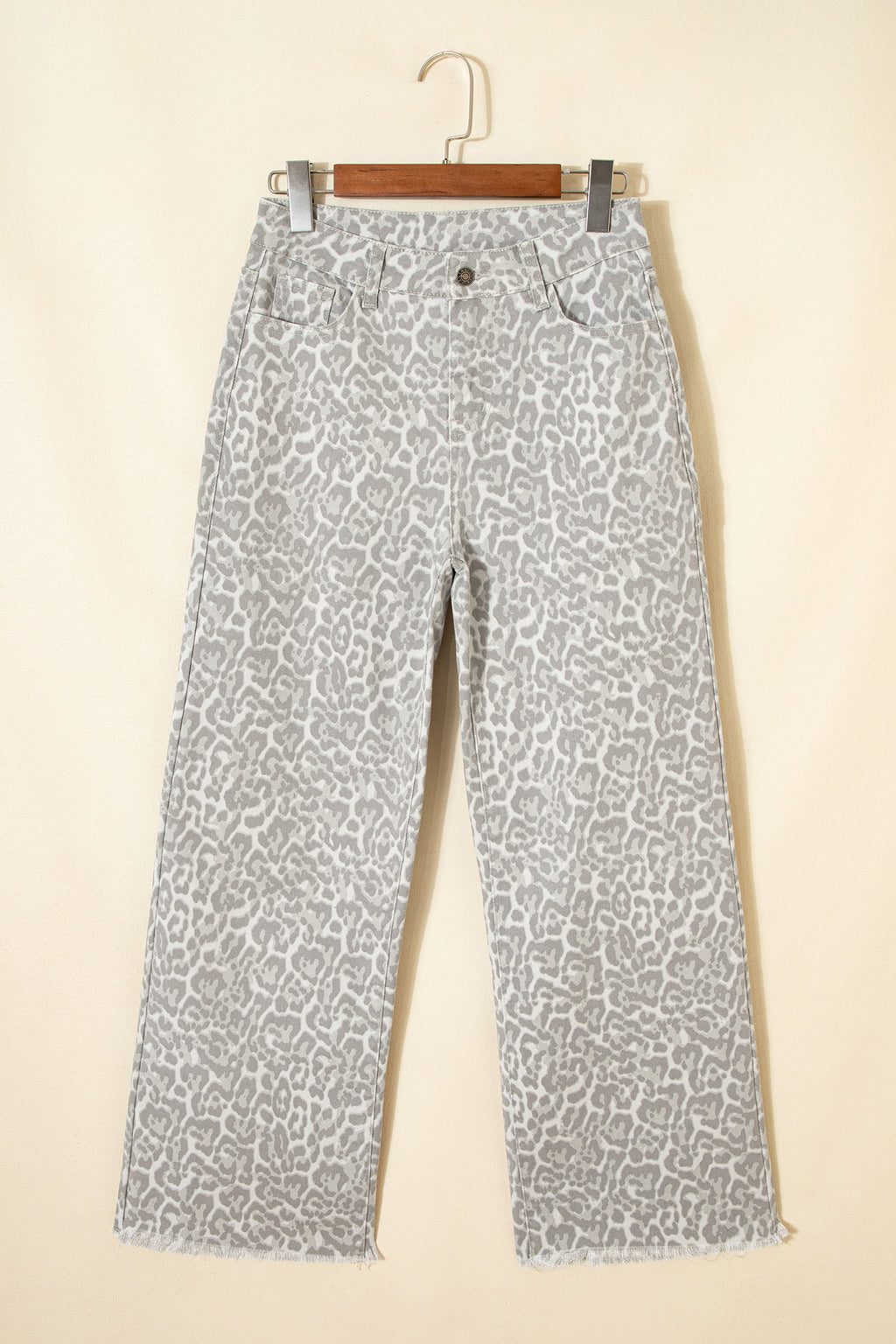 Women's Leopard Print Wide Leg High Waist Jeans | Brown, Grey, Blue & Pink at LivelyLooks
