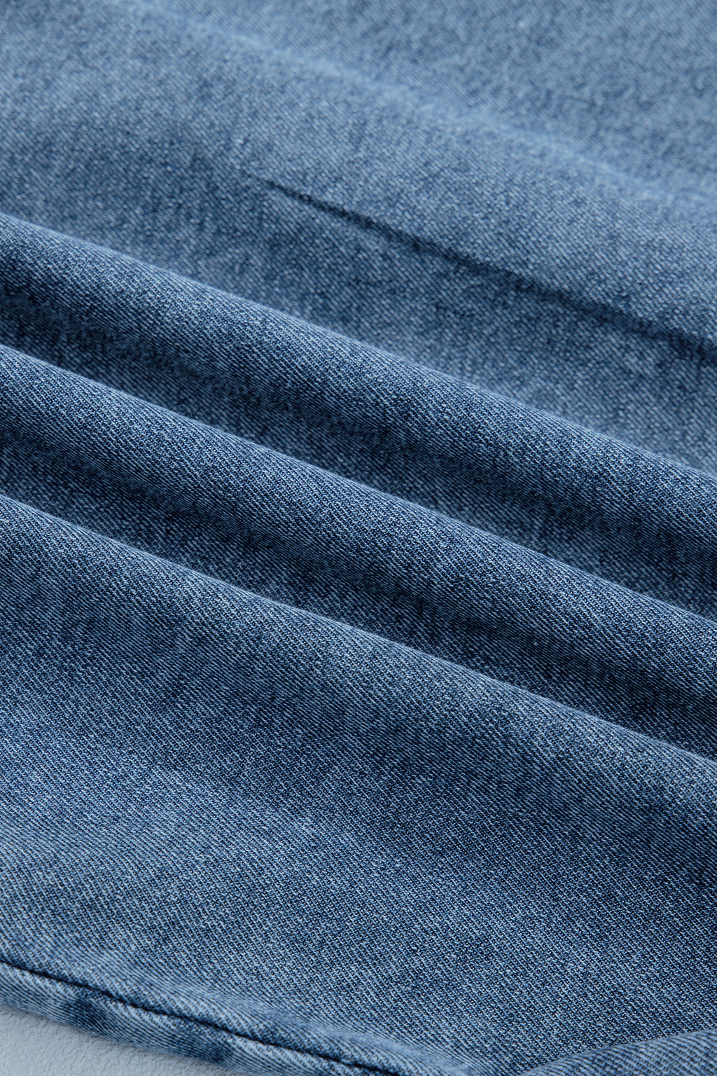 Shop Beau Blue Frilled Short Sleeve Snap Button Denim Shirt at LivelyLooks