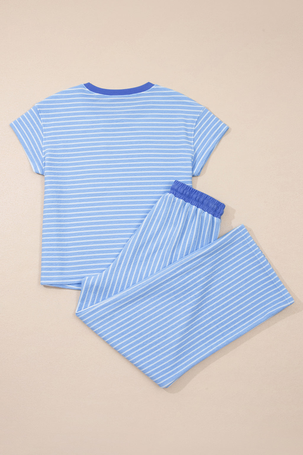 Stripe Crew Neck Tee & Drawstring Cropped Trousers Set | 4 Colours | Sizes 8-22