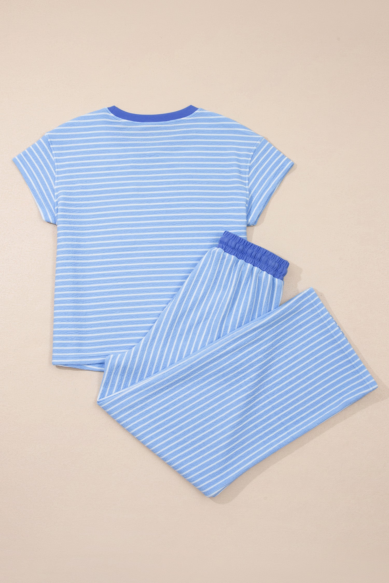 Stripe Crew Neck Tee & Drawstring Cropped Trousers Set | 4 Colours | Sizes 8-22