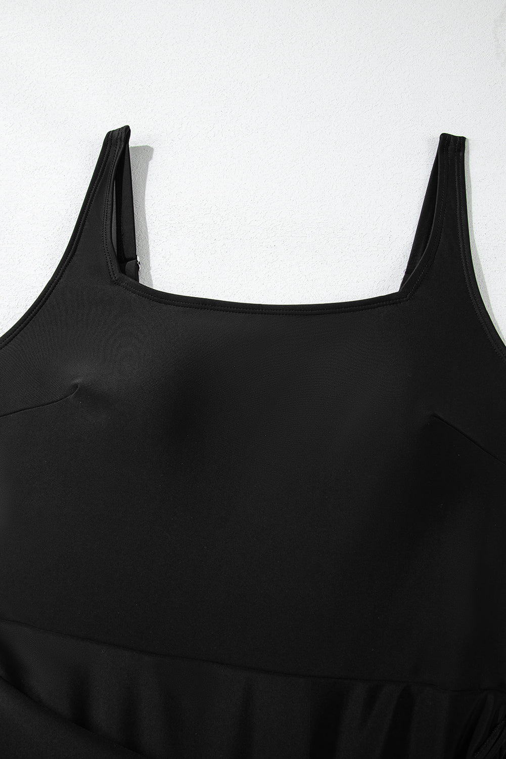 Square Neck Side-Tie Waist A-Line Swim Dress | Green & Black | UK 8-22
