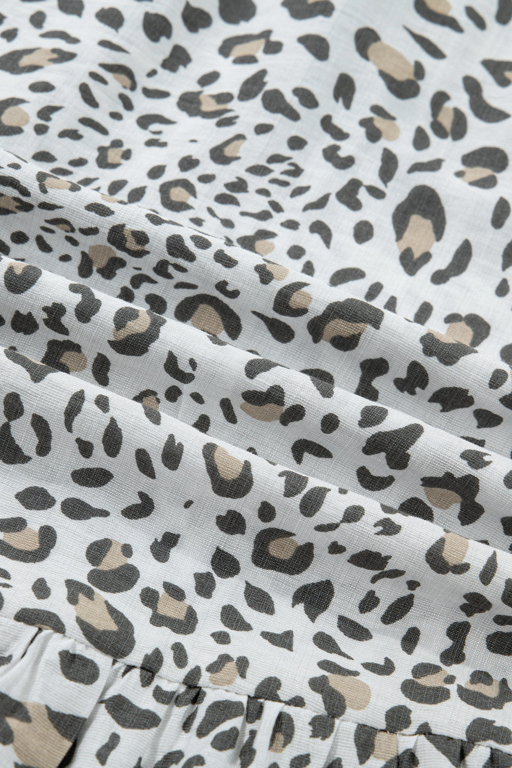 Shop White Leopard Contrast Trim Button Front Short Puff Sleeve Long Dress Maxi Sundress at LivelyLooks