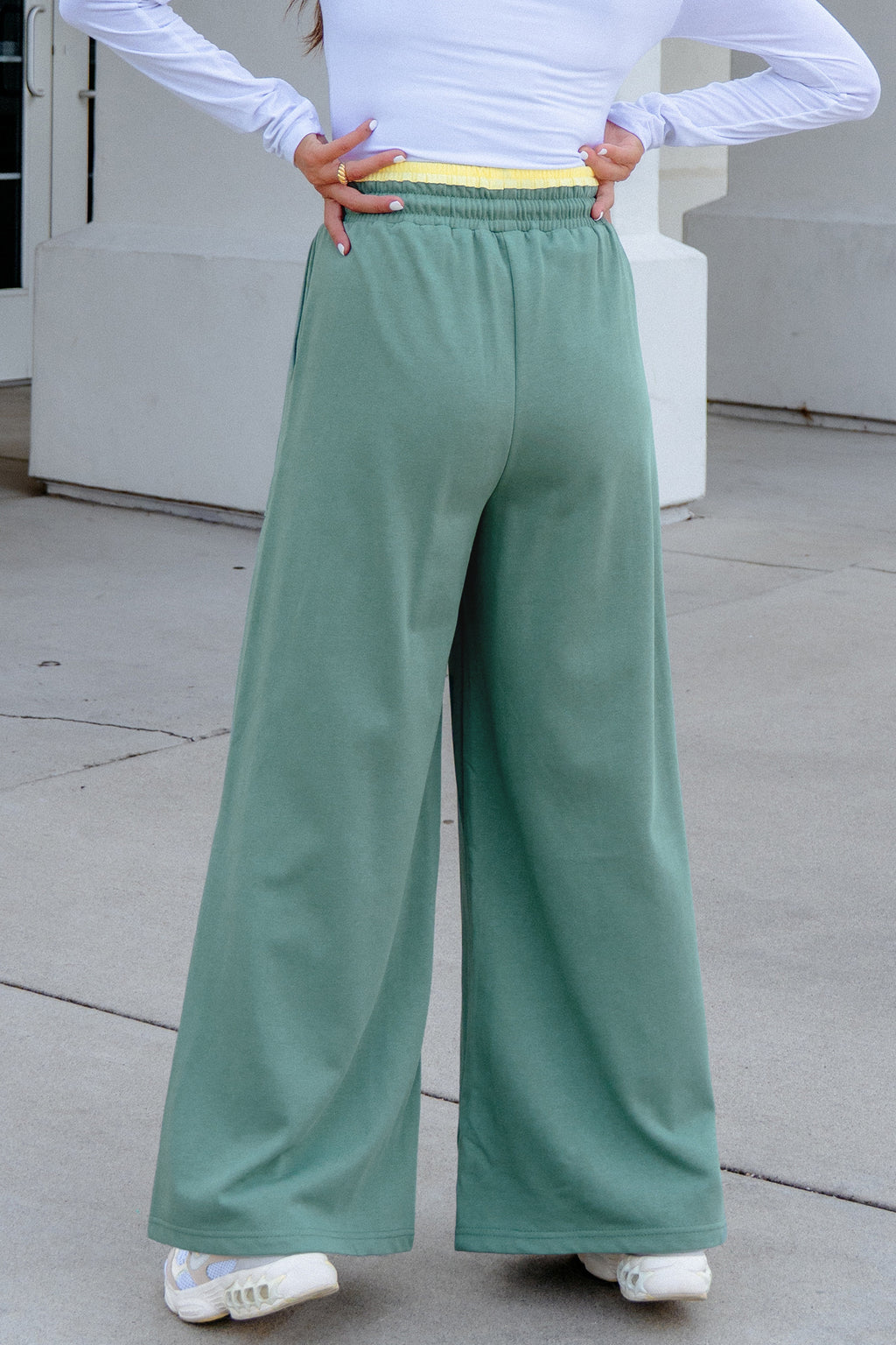 Green Floral Patchwork Wide Leg Pants | Boho Drawstring Waist