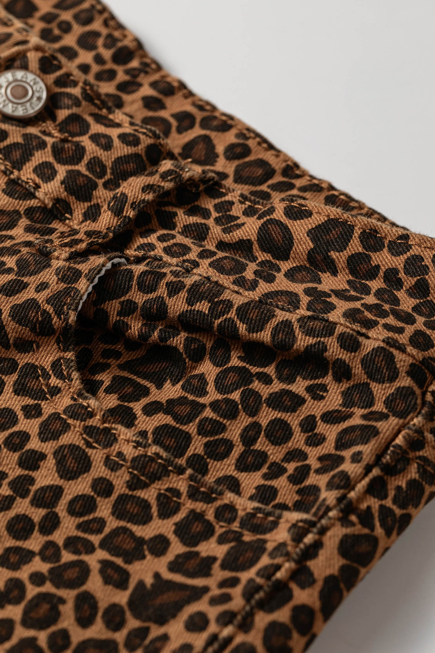 Brown Leopard Print Ruffled Hem Shift Jeans | UK 8–18