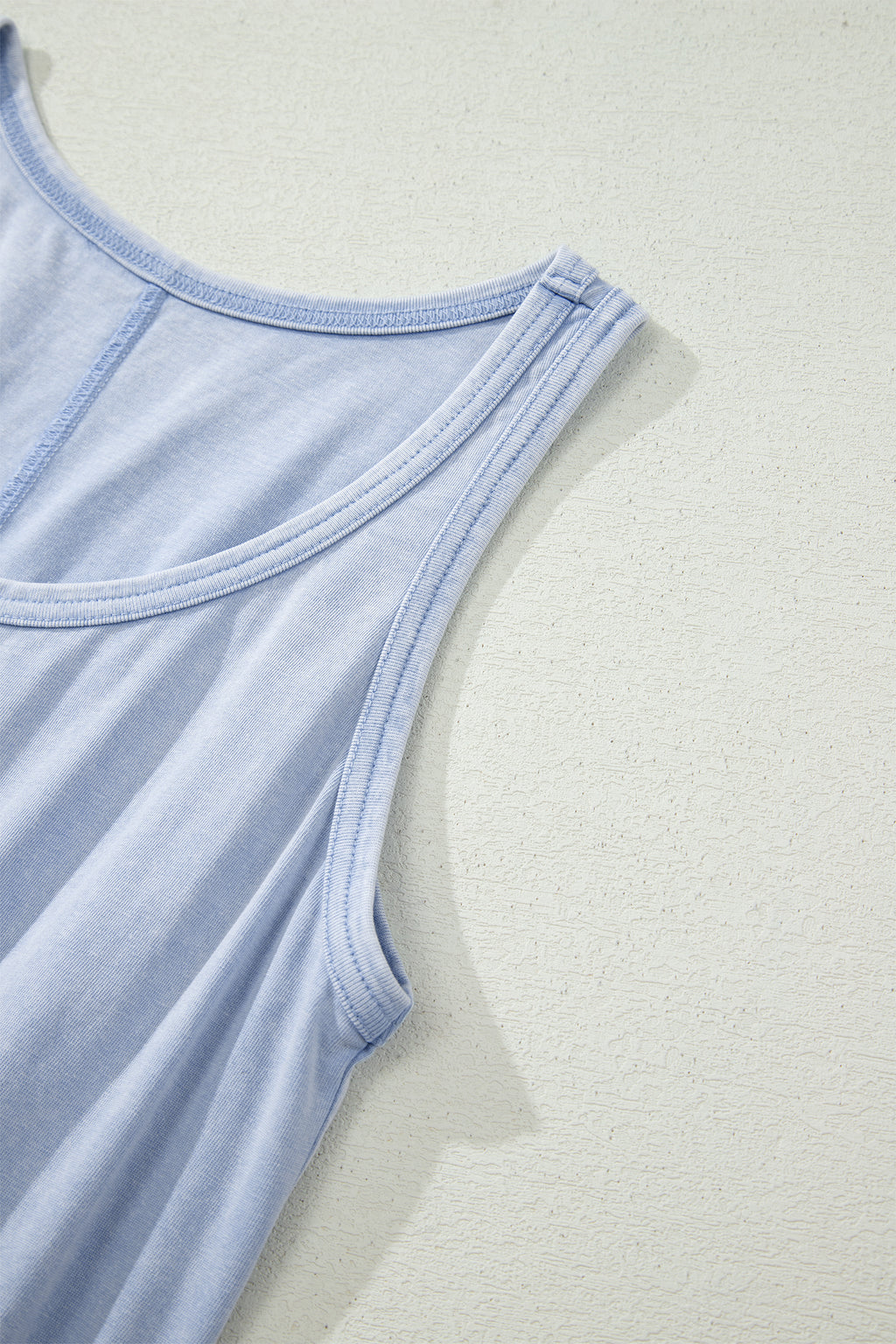 Smoke Grey & Dark Blue Mineral Wash U Neck Elastic Waist Sleeveless Mini Dress S-XL