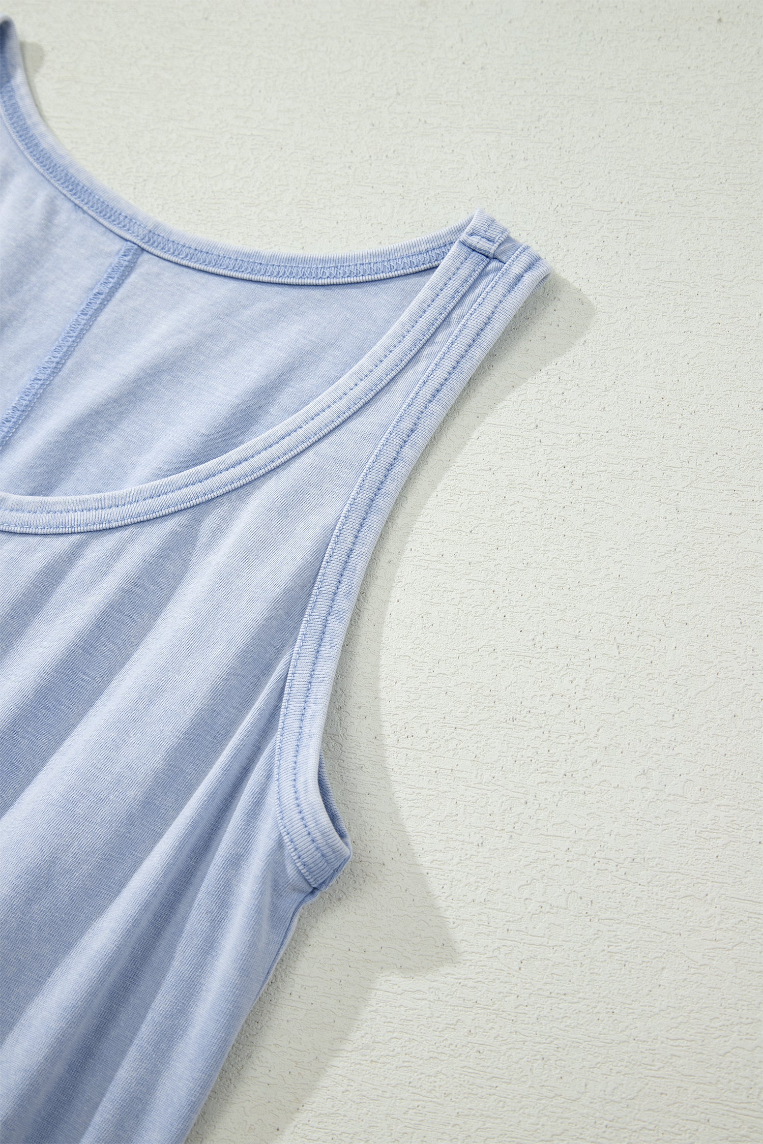 Smoke Grey & Dark Blue Mineral Wash U Neck Elastic Waist Sleeveless Mini Dress S-XL