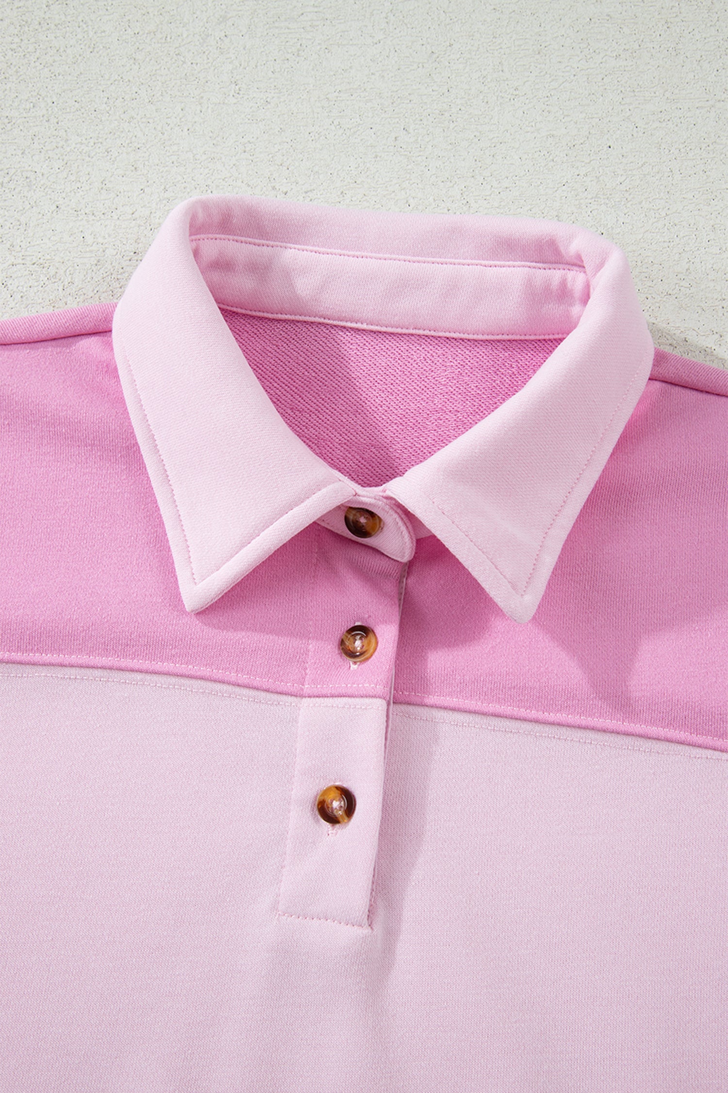 Pink Raw Seam Colour Block Polo Collar Mini Dress S-XL
