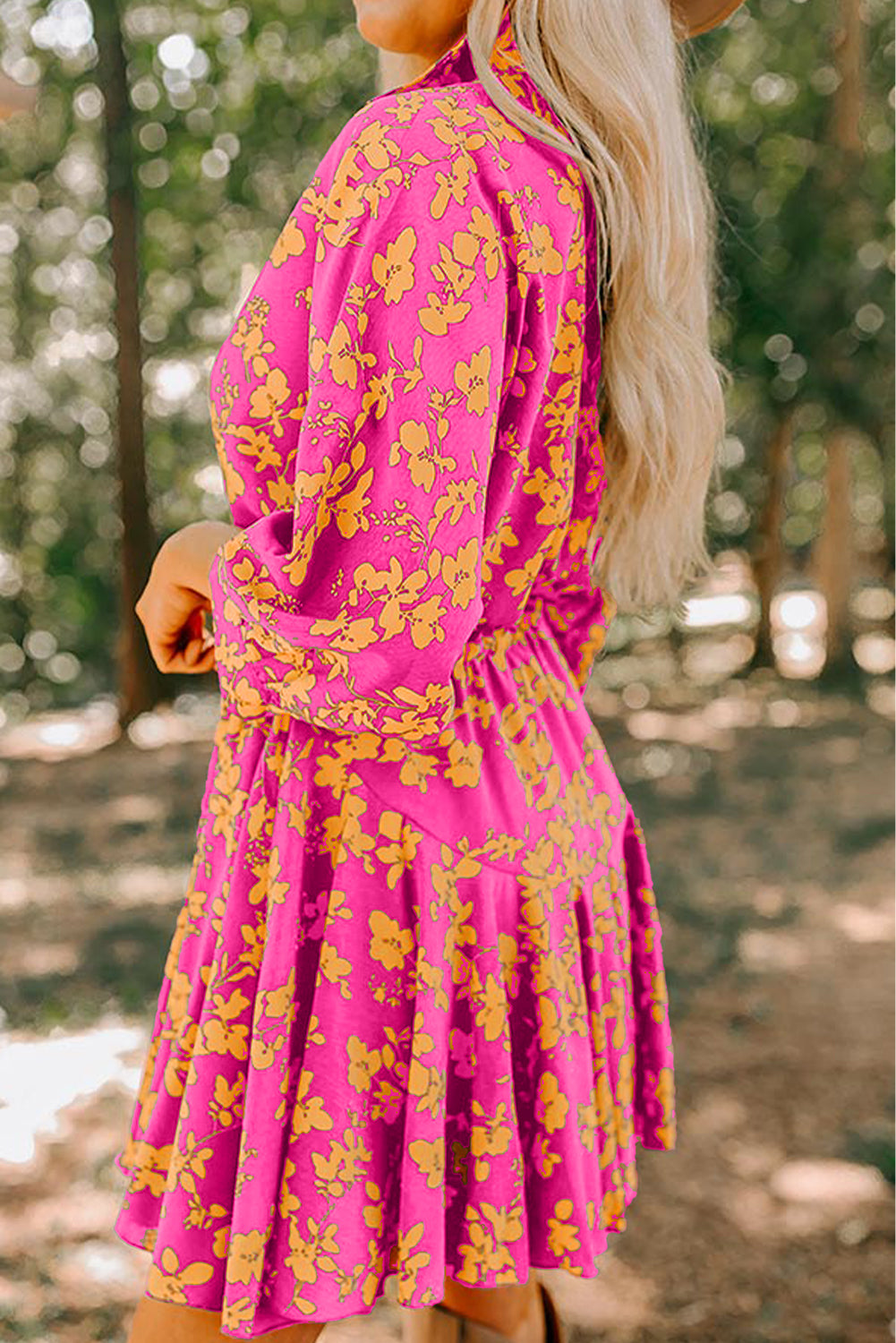 LivelyLooks Women's Floral Print Drawstring Tunic Short Dress Green Pink S-XL women's fashion