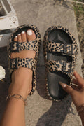 Bristol Black Retro Leopard Double Buckle Comfy EVA Sandals