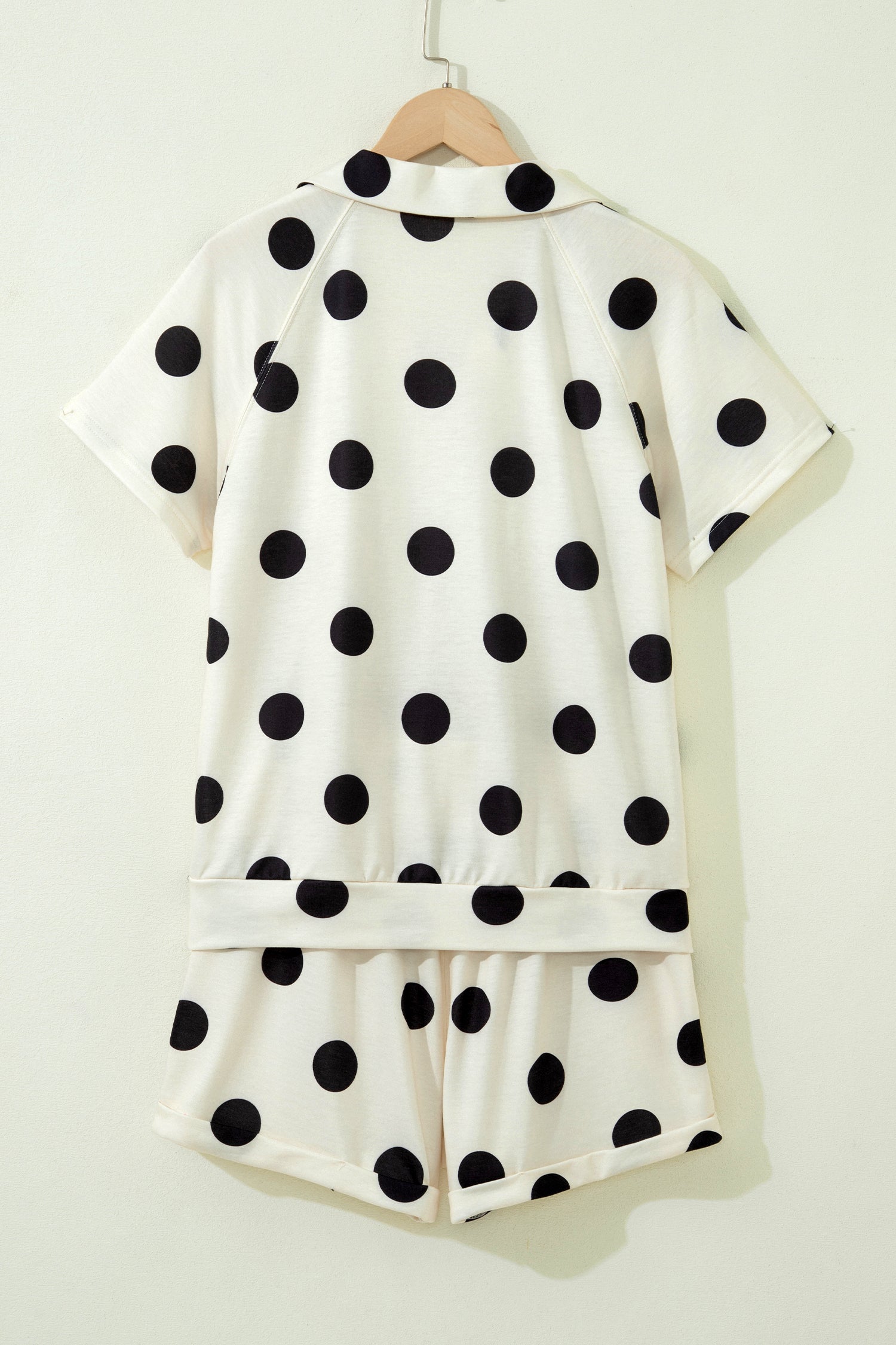LivelyLooks Polka Dot V-Neck Tee & Shorts Co-ord Set | Green, Pink & Beige S-XL women's fashion