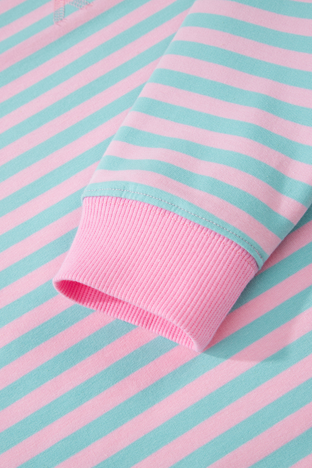 Stripe Colour Block Long Sleeve Pullover & Shorts Set | Pink, Yellow & Green Stripe