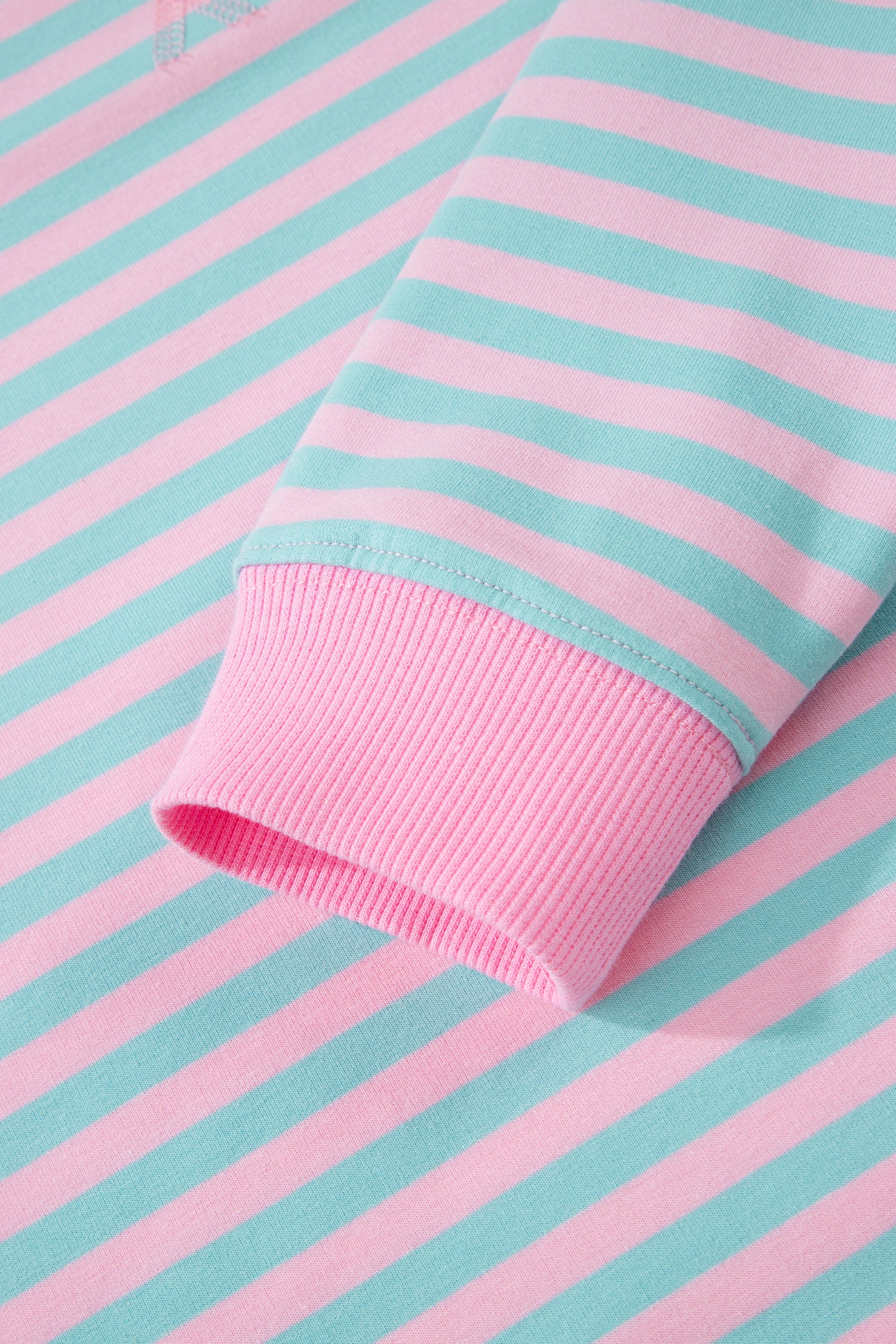 Stripe Colour Block Long Sleeve Pullover & Shorts Set | Pink, Yellow & Green Stripe