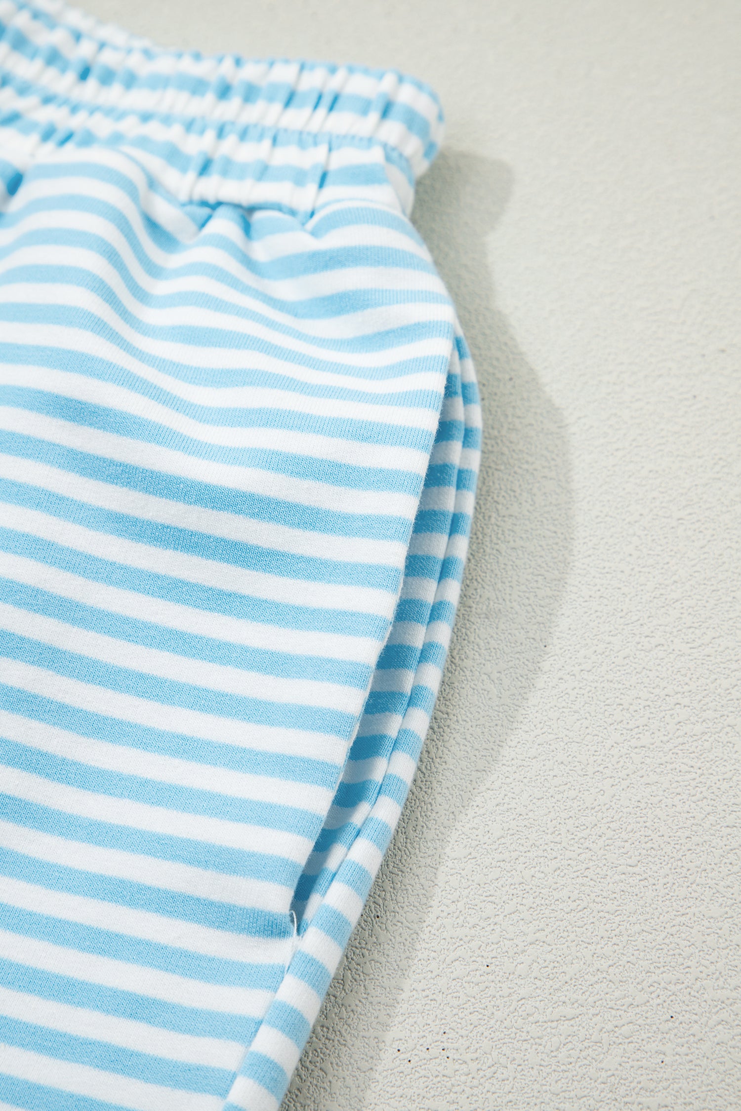 Striped Oversized Mock Neck Sweatshirt & Shorts Co-ord Set | Blue, Pink, Green | S-XL