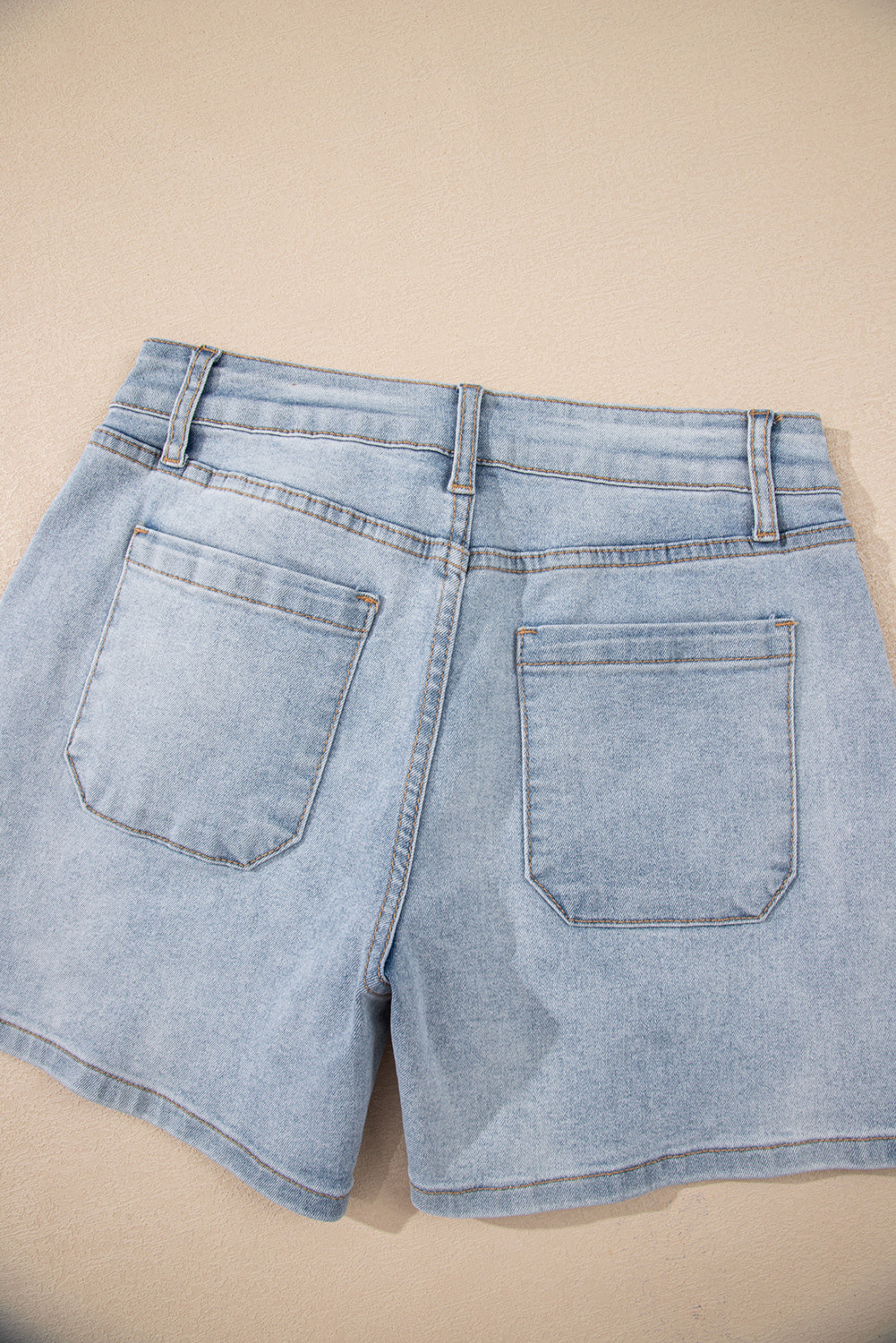 Shop Beau Blue Light Wash High Rise Denim Shorts UK 8-20 at LivelyLooks