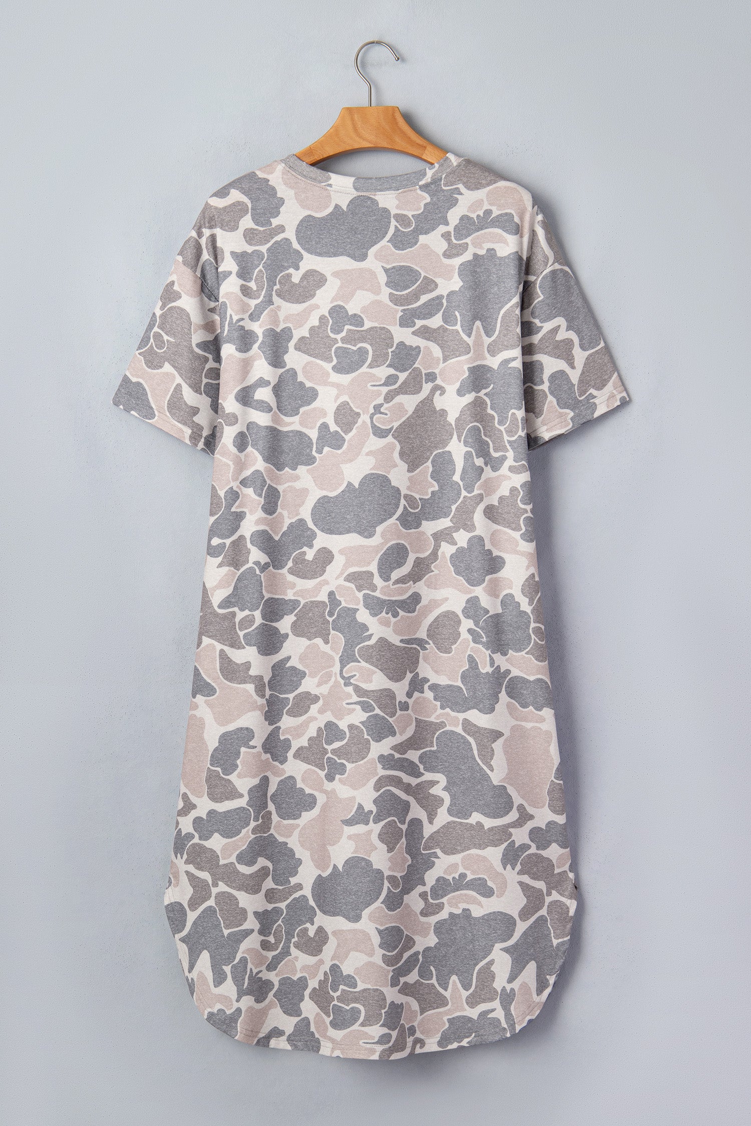 Shop Women's Camo Print Drop Shoulder Side Slit Casual Dress Multicolour S-XL at LivelyLooks