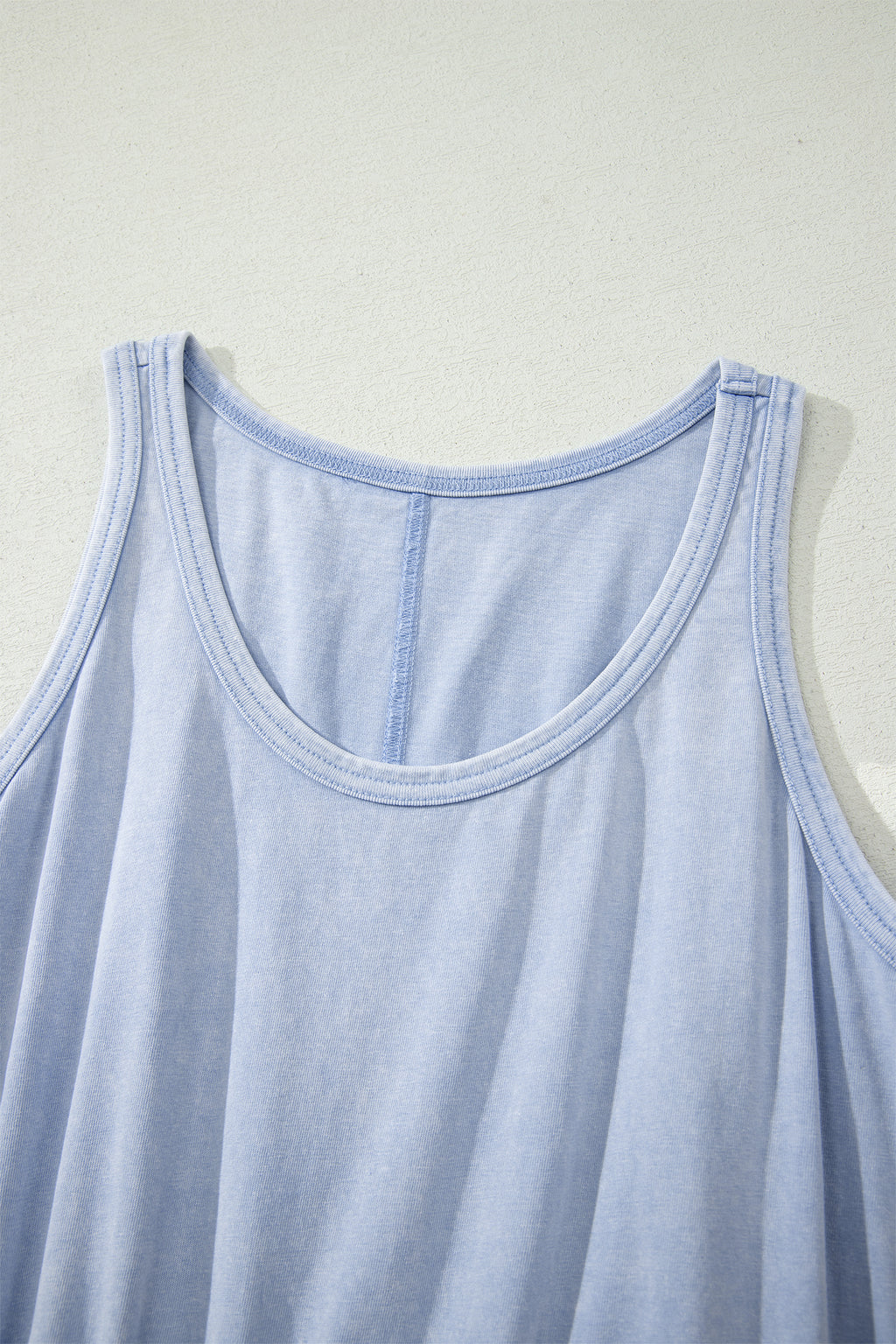 Smoke Grey & Dark Blue Mineral Wash U Neck Elastic Waist Sleeveless Mini Dress S-XL