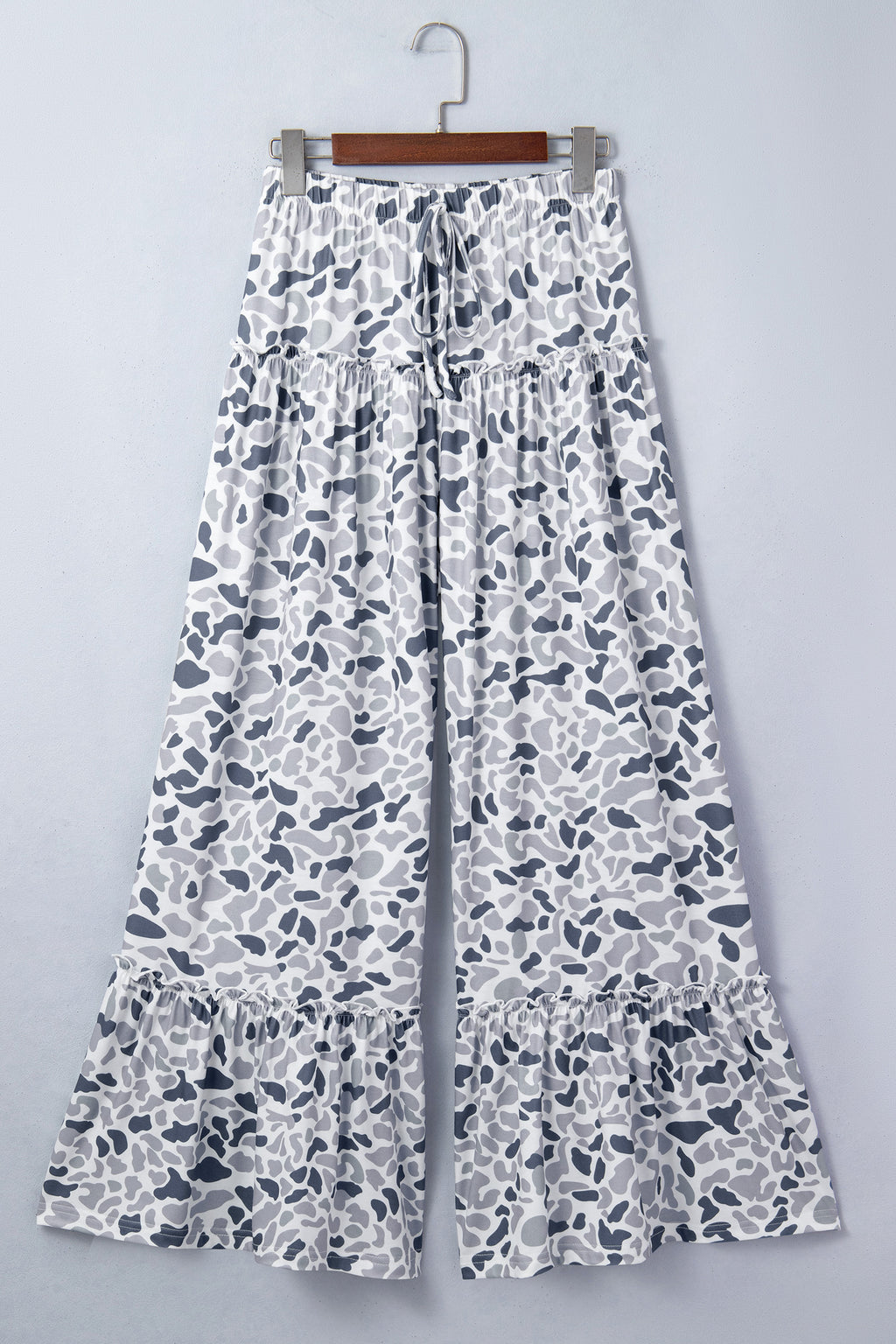 Camo Print Wide Leg Casual Trousers | Beige, Brown & Multicolour