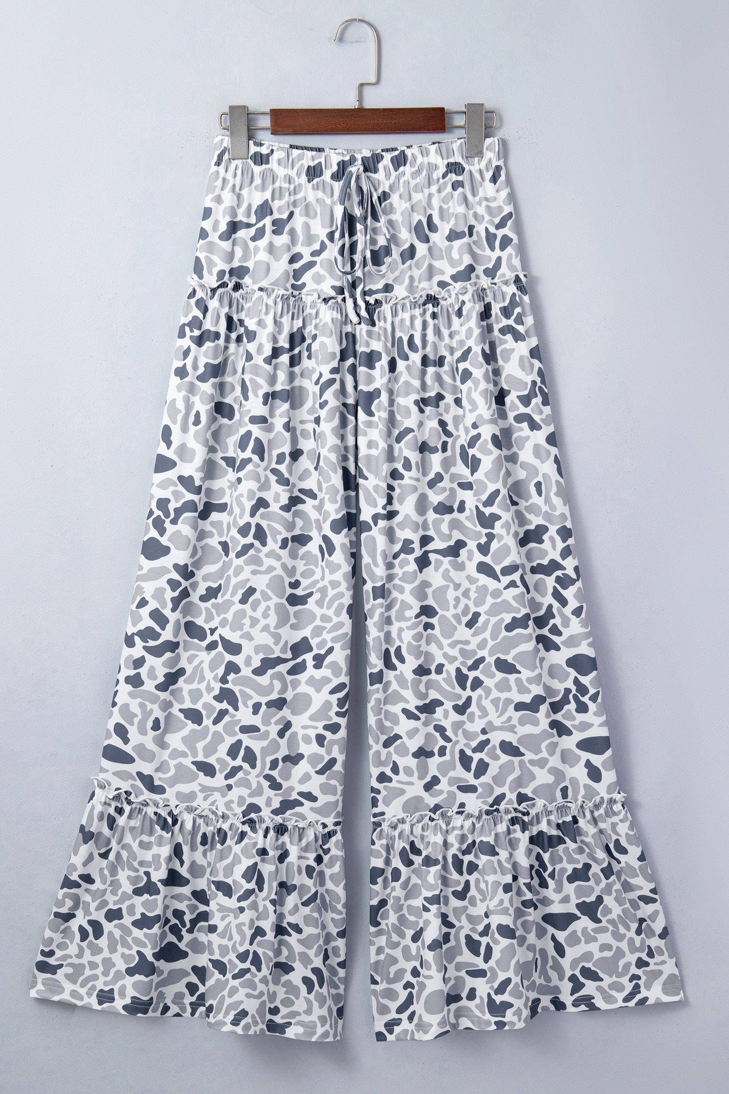 Camo Print Wide Leg Casual Trousers | Beige, Brown & Multicolour