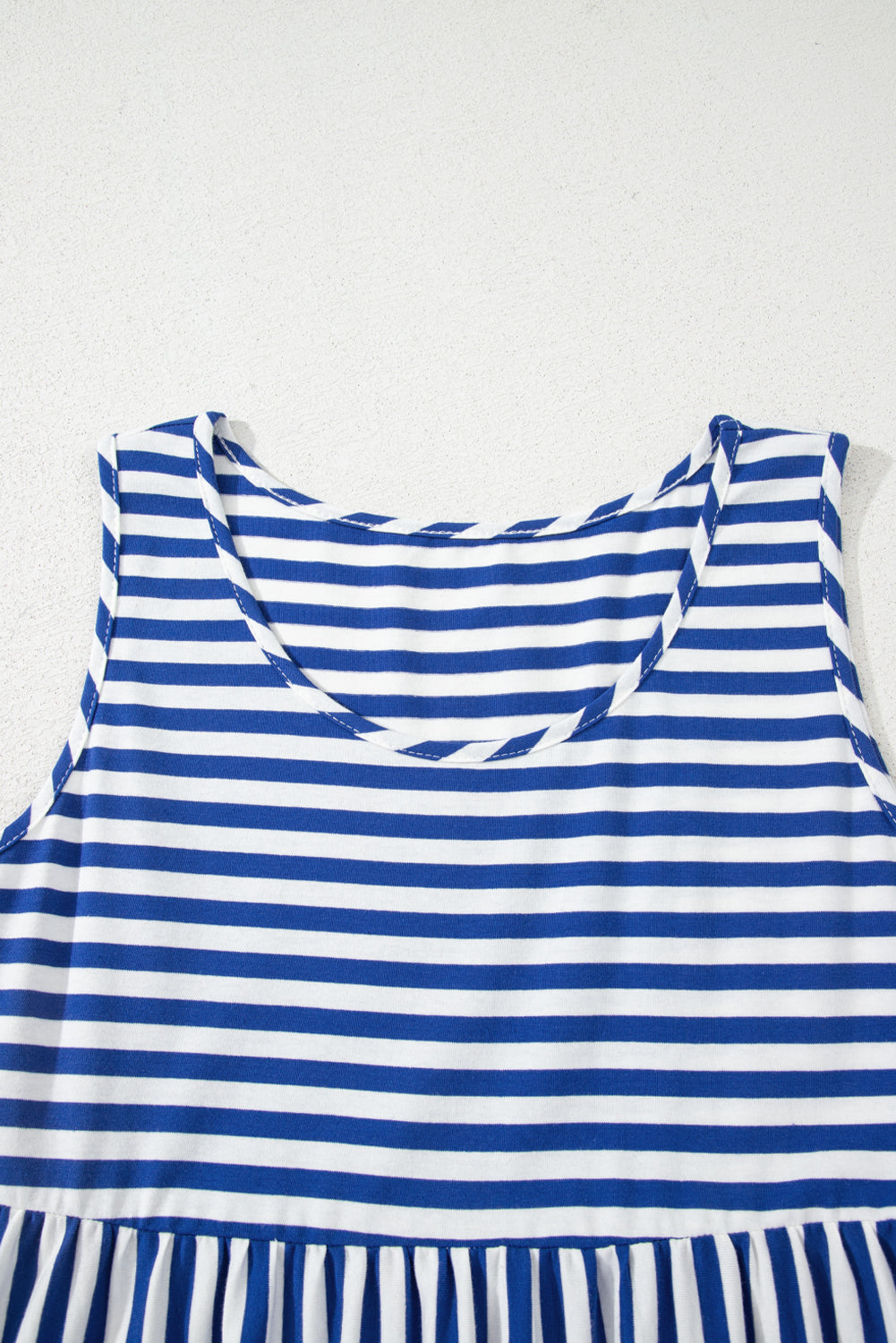 Women's Stripe U-Neck Sleeveless Loose Fit Mini Dress Pink Black Blue S-XL at LivelyLooks