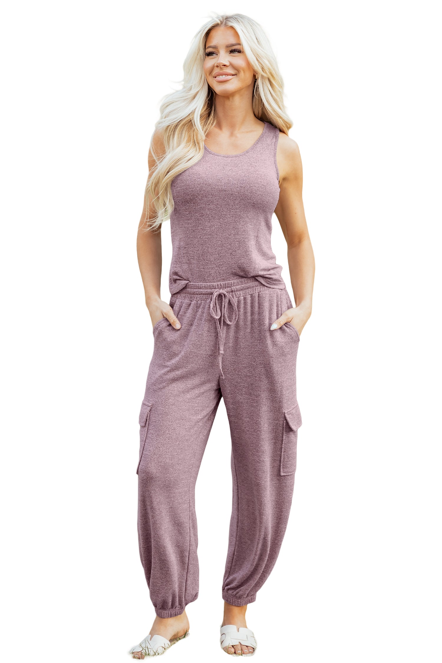 Casual Tank Top & Drawstring Jogger Set