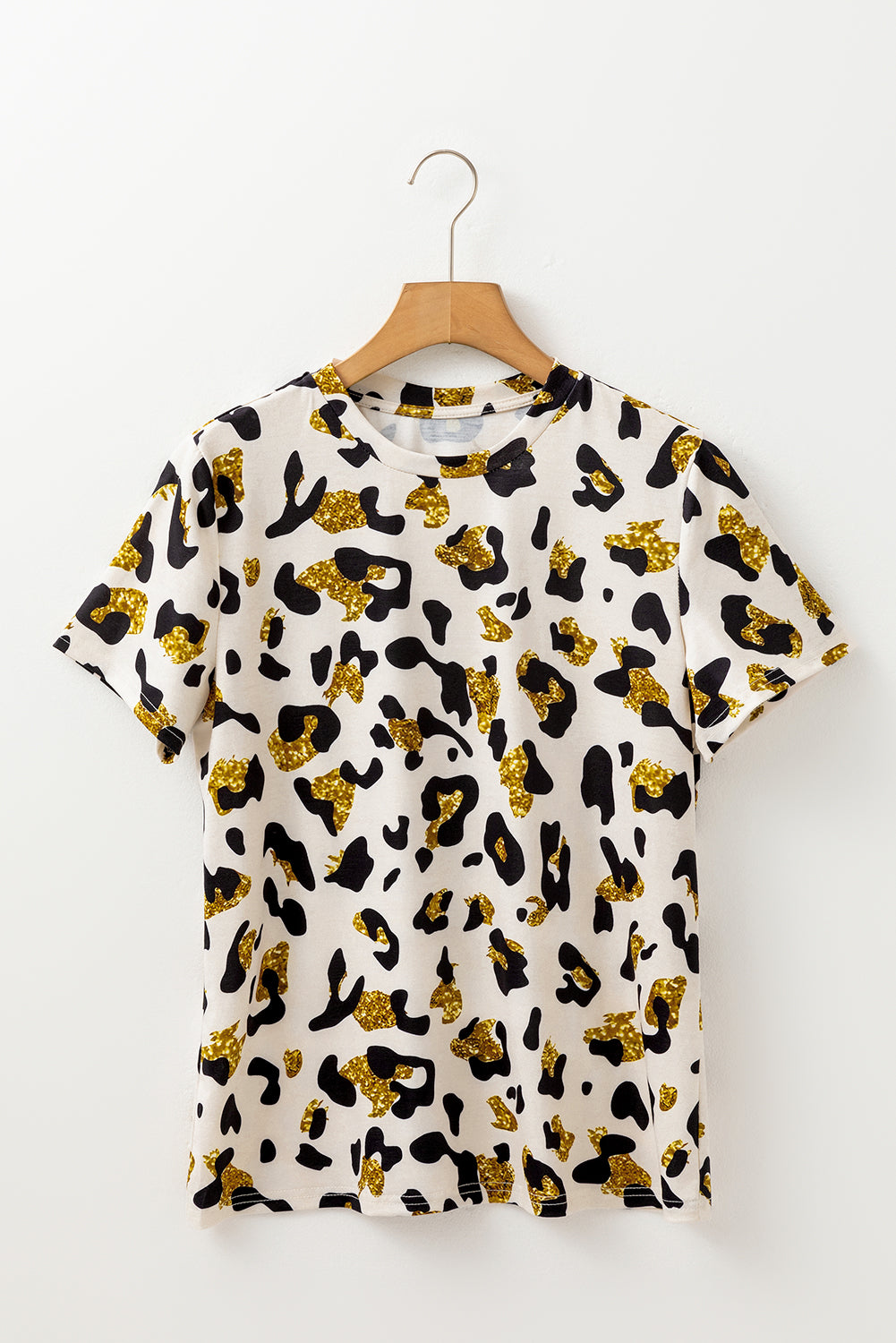 Women's Leopard Print Round Neck Casual T-Shirt at LivelyLooks