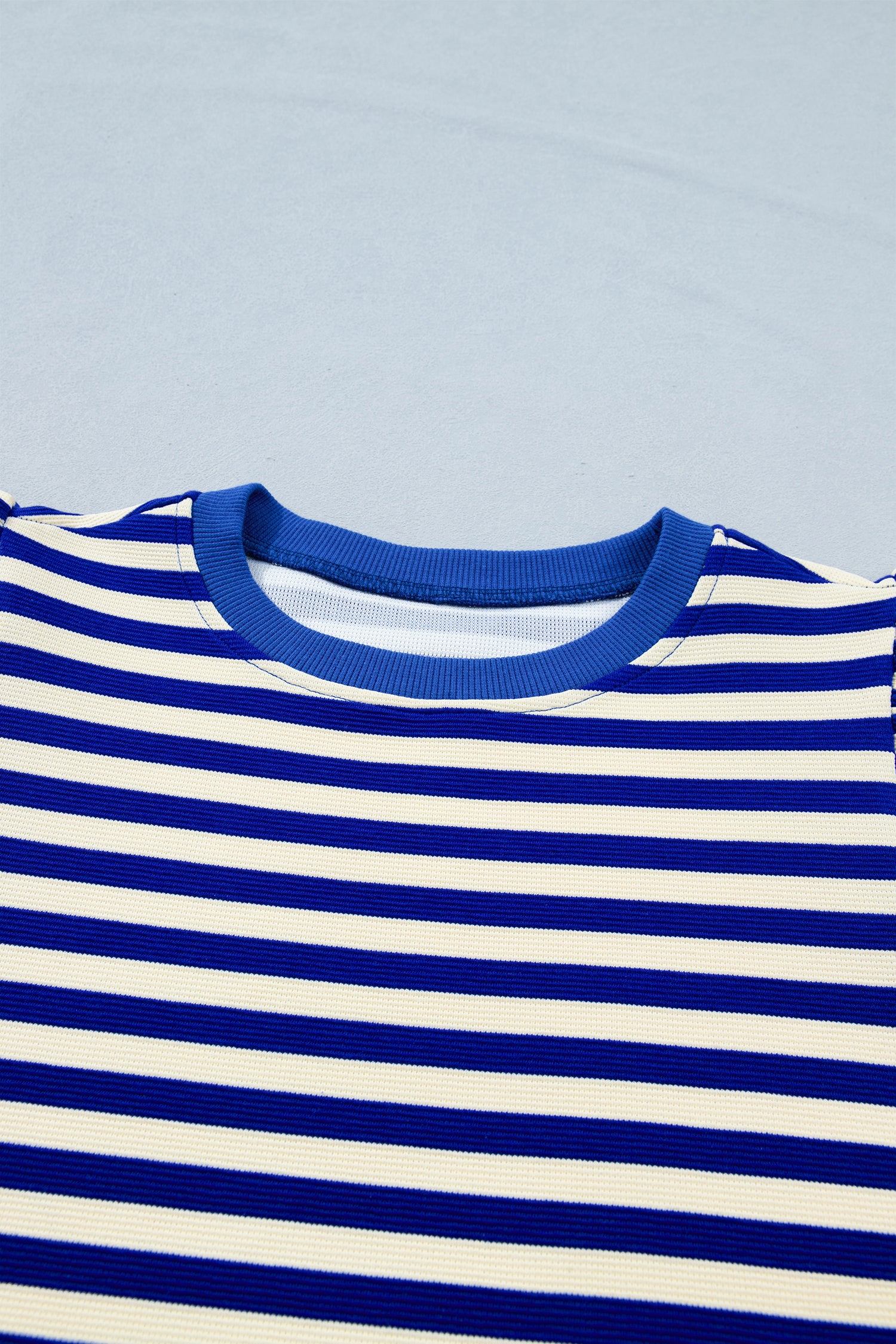 Striped Contrast Trim Cap Sleeve Top & Shorts Set – Blue