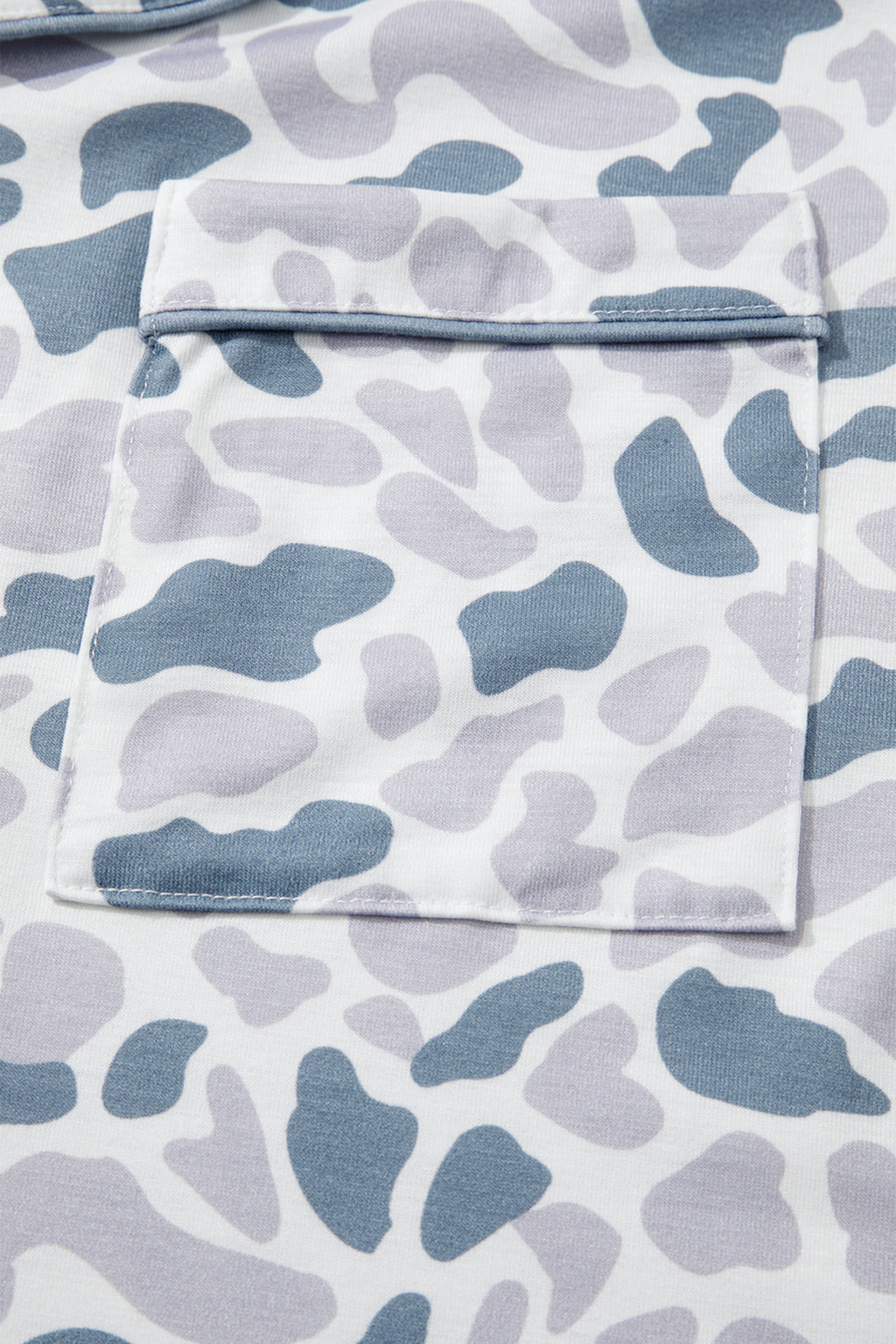 Camo & Polka Dot Lapel Shirt Drawstring Shorts Pyjama Set