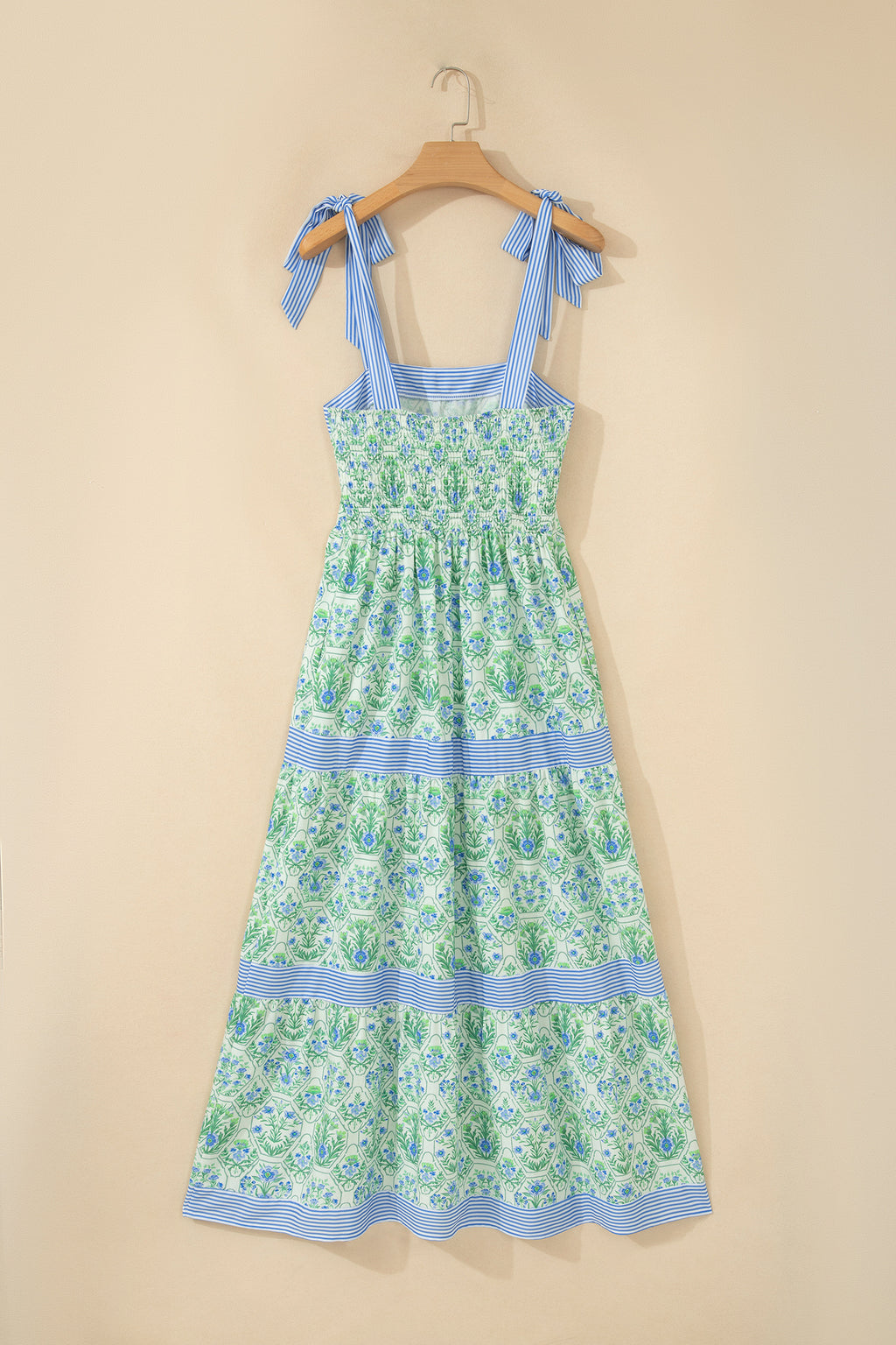 Green Geometric Floral Striped Patchwork Sleeveless Dress | Sizes 8-22