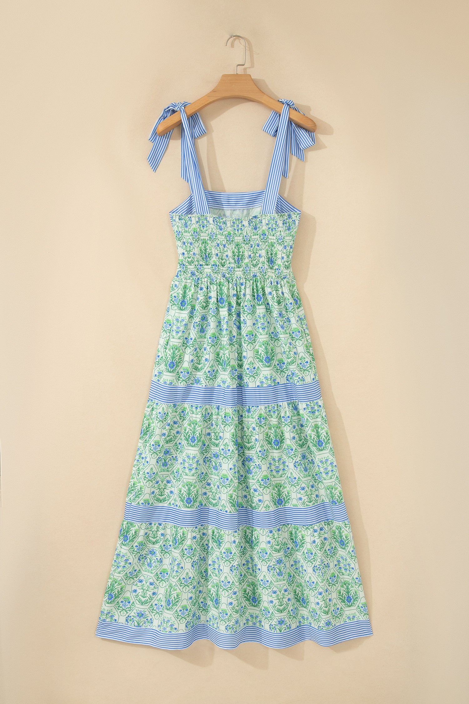 Green Geometric Floral Striped Patchwork Sleeveless Dress | Sizes 8-22