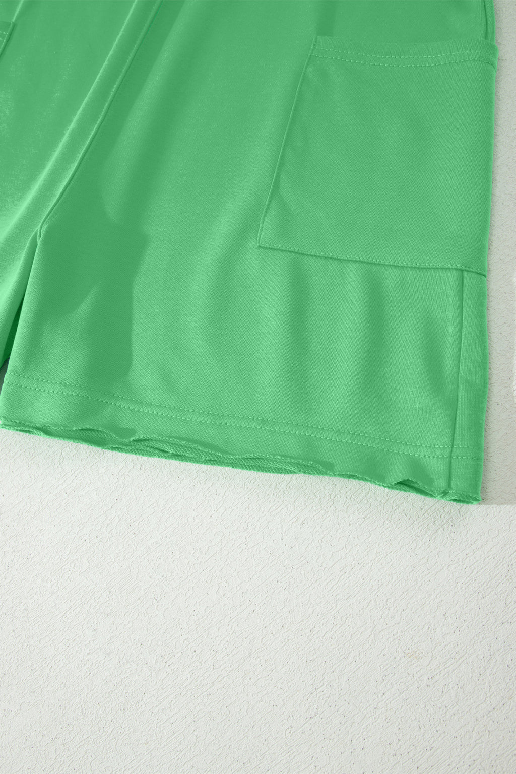 Solid Colour Raw Edge Half Sleeve Pocketed Loose Romper | Green, Pink & Red | UK 8-22