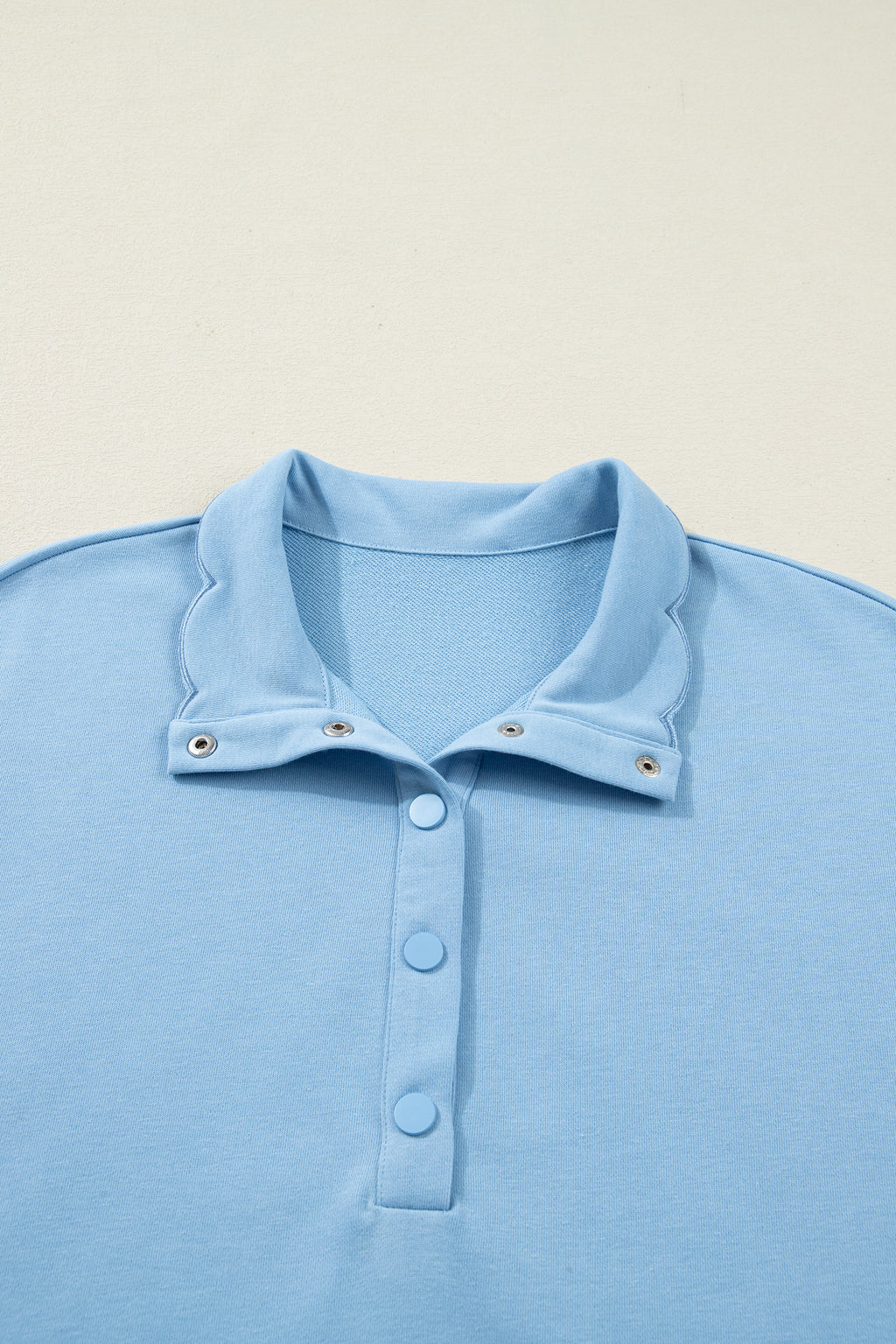 Women's Polo Collar Snap Button Scallop Hem Mini Dress | Beau Blue & Sea Green | UK 8-22 at LivelyLooks