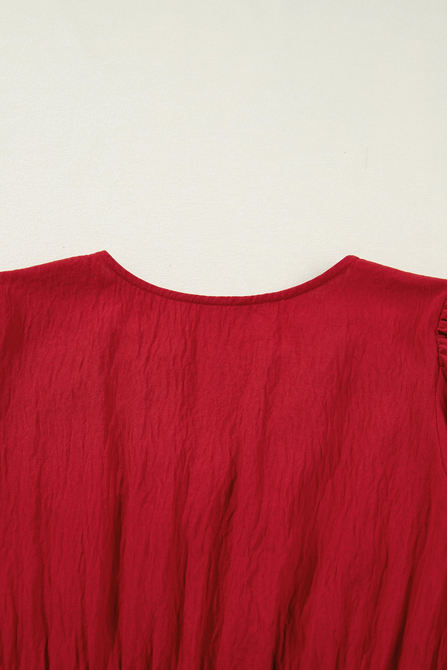 Racing Red Embroidered Cinched Waist Tiered Long Sleeve Maxi Dress S-XL