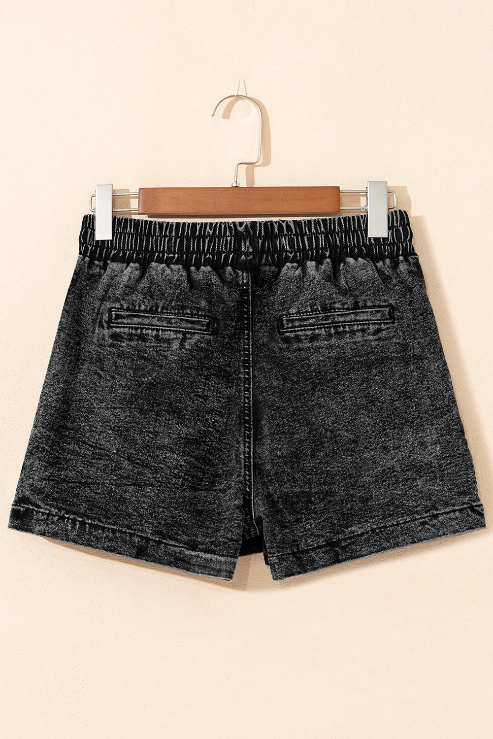 LivelyLooks Black Drawstring Elastic Waist Pocketed Denim Skort UK 4-16 women's fashion