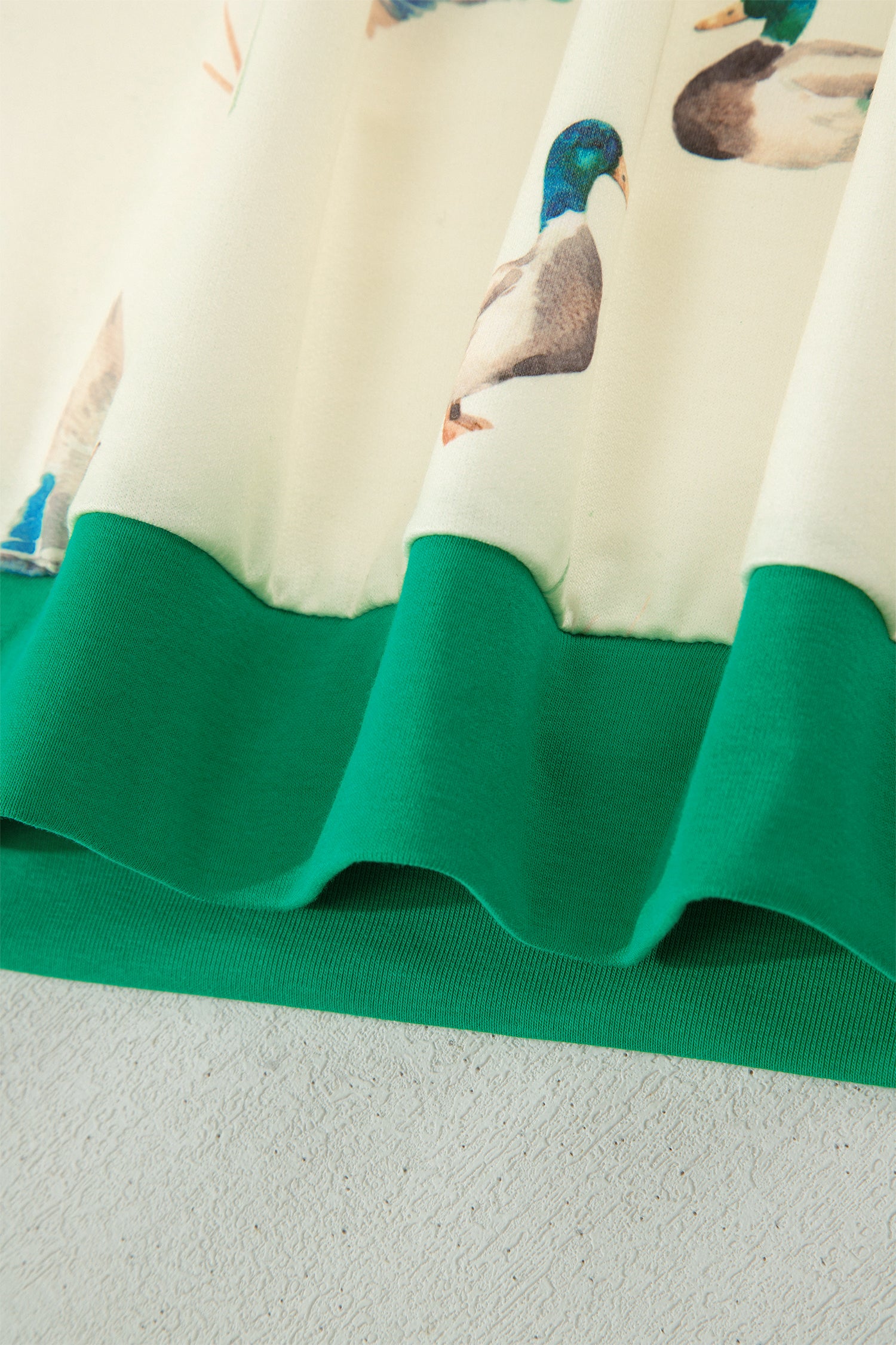 Beige Mallard Print Colourblock Trim Short Set
