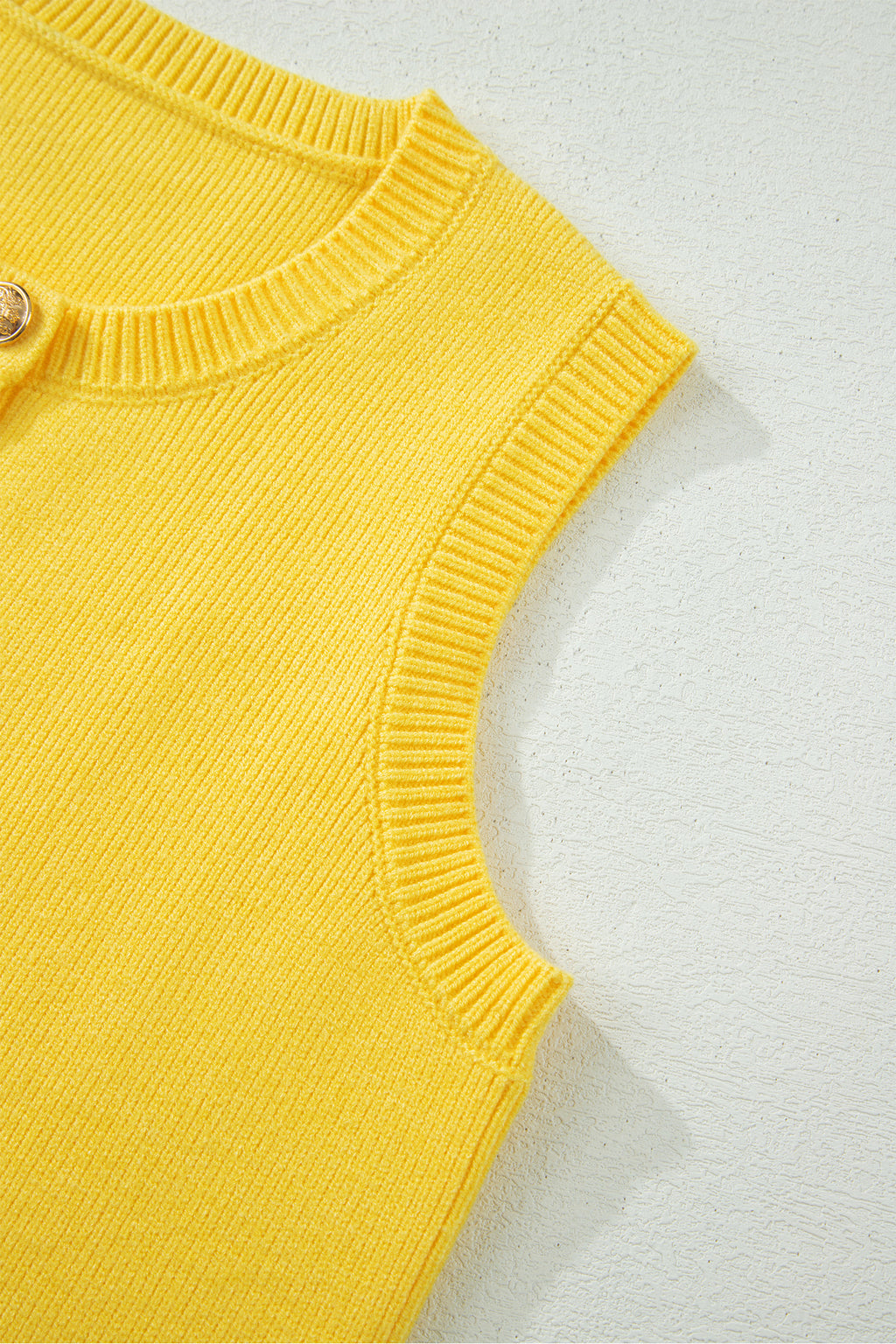 Shop White Yellow Sleeveless Knit Button Sweater Vest Pockets S-XL at LivelyLooks