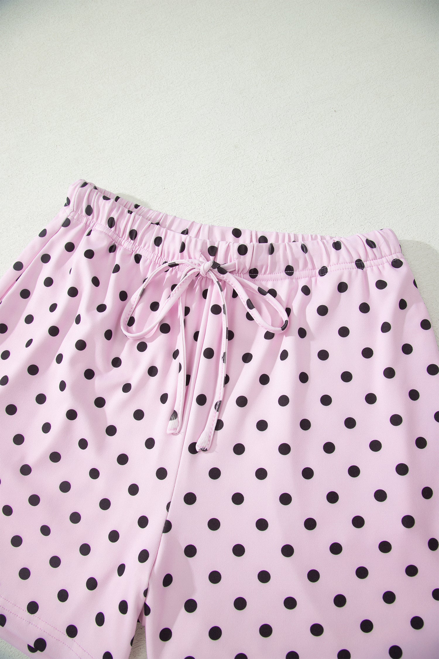 Polka Dot Halter Co-ord Short Set Drawstring Elastic Waist | Brown & Pink