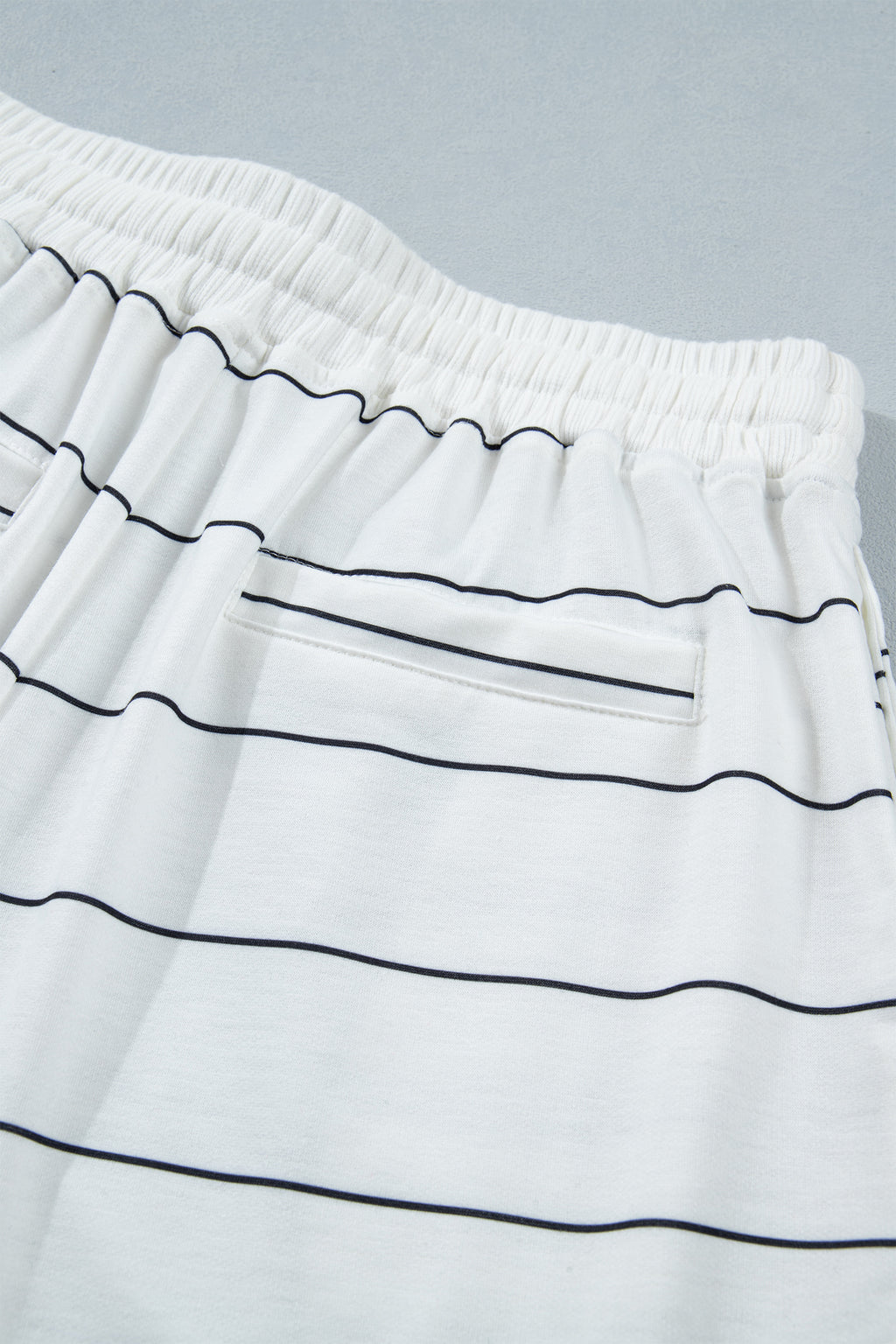 Stripe Half Sleeve Tee & Drawstring Shorts Co-ord Set – White & Black