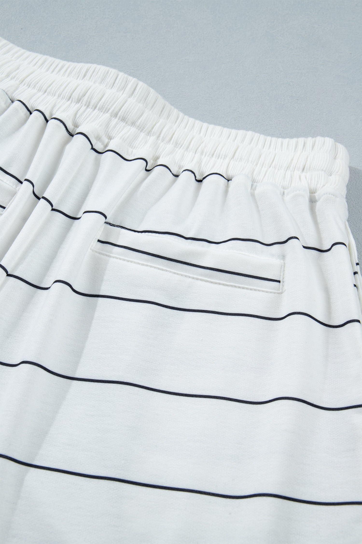 Stripe Half Sleeve Tee & Drawstring Shorts Co-ord Set – White & Black
