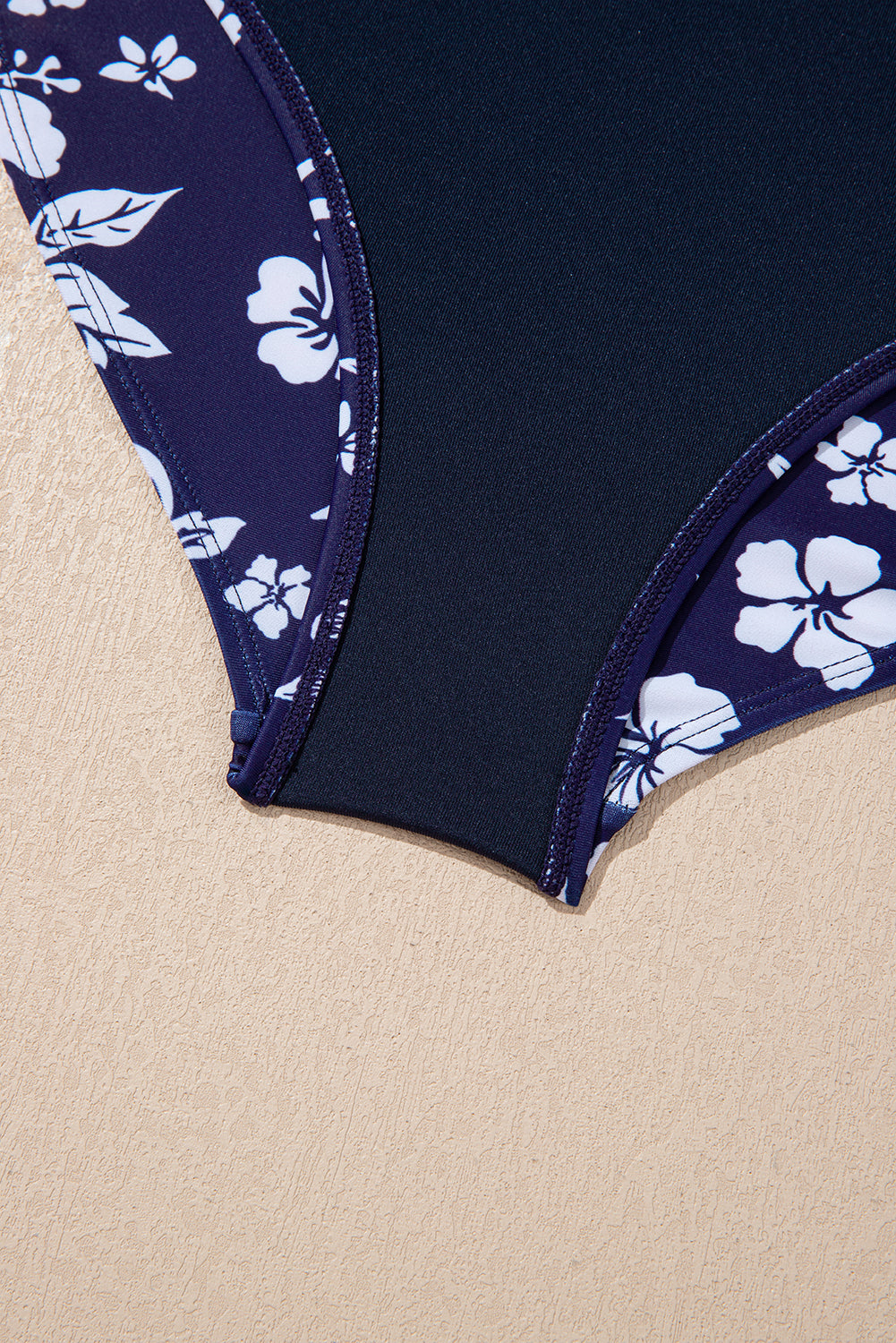 Women's Women Floral Print Crossed Back Knot Side One Piece Swimsuit Blue Navy S-XL at LivelyLooks