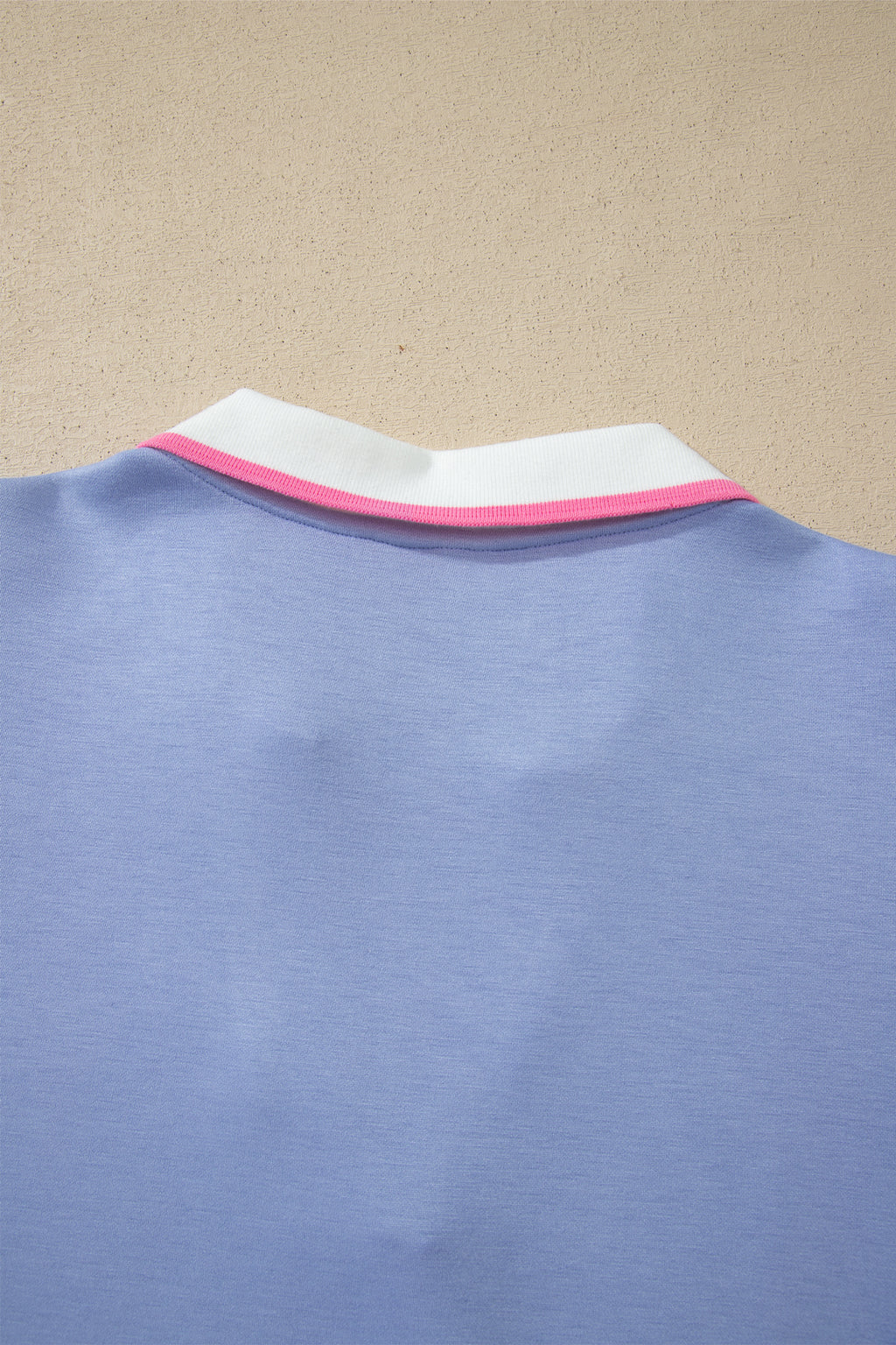 Preppy Striped Trim V-Neck Polo Tee & Drawstring Skirt Set – Sky Blue & Black