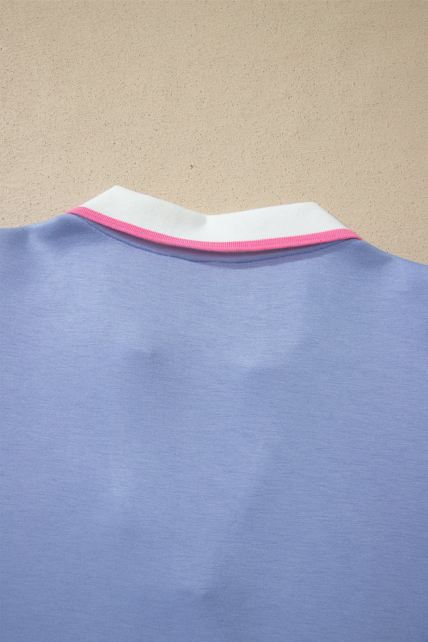 Preppy Striped Trim V-Neck Polo Tee & Drawstring Skirt Set – Sky Blue & Black