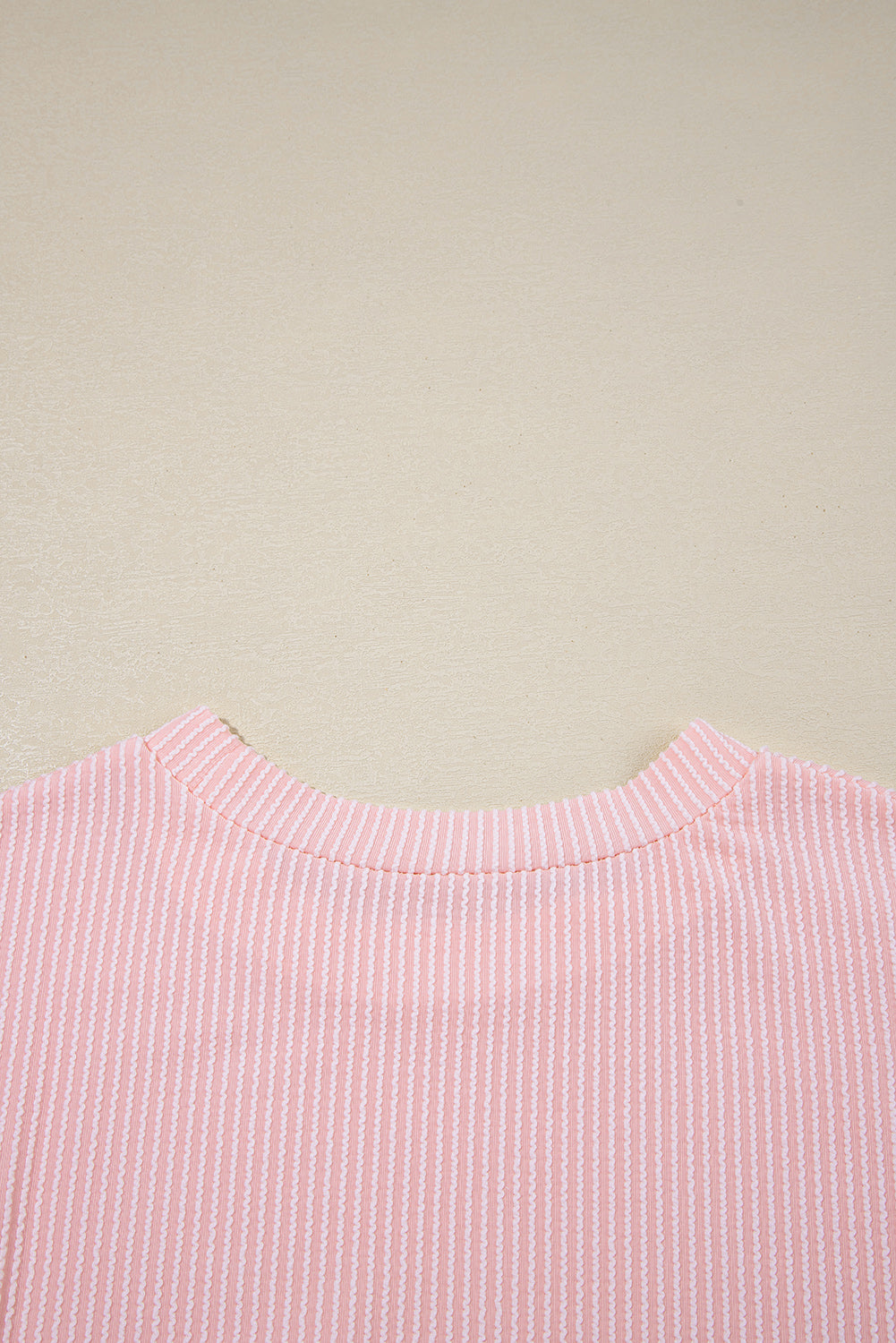 Corded Rib Knit Colour Block Patch Pocket Crew Neck Tee | Pink Blue Grey