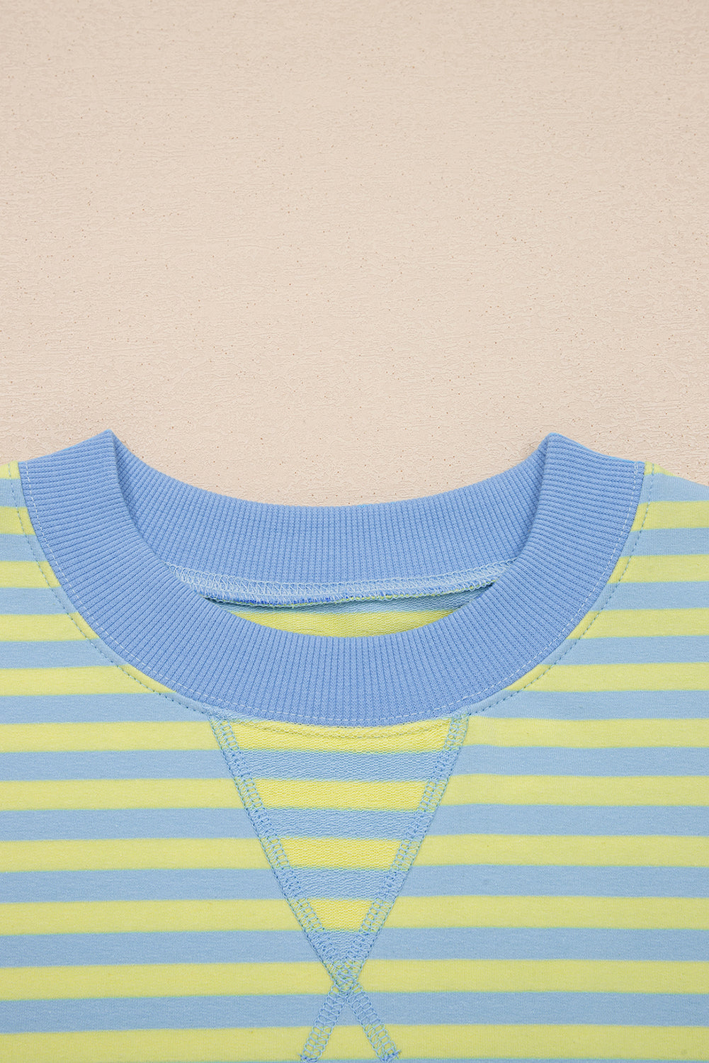 Stripe Colour Block Long Sleeve Pullover & Shorts Set | Pink, Yellow & Green Stripe